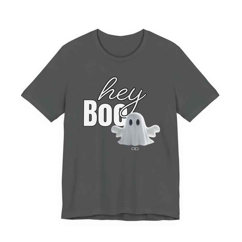 Hey Boo Ghost Tee - Unisex Halloween T-Shirt, Fall Apparel, Spooky Season Wear, Ghost Lover Gift, Casual Halloween Outfit