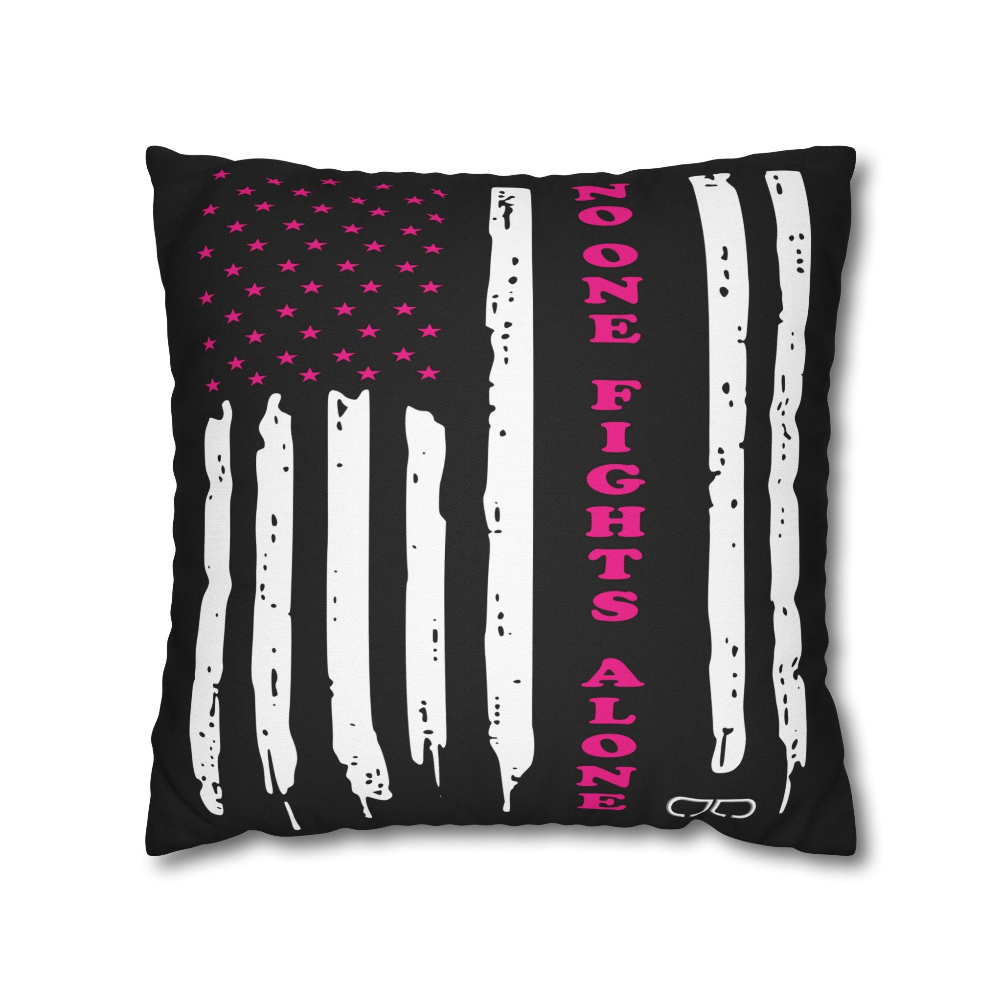 Breast Cancer Awareness Patriotic Flag Pillowcase - Home Decor, Gift for Veterans, USA Pride, Supportive Decor, Motivational Quotes