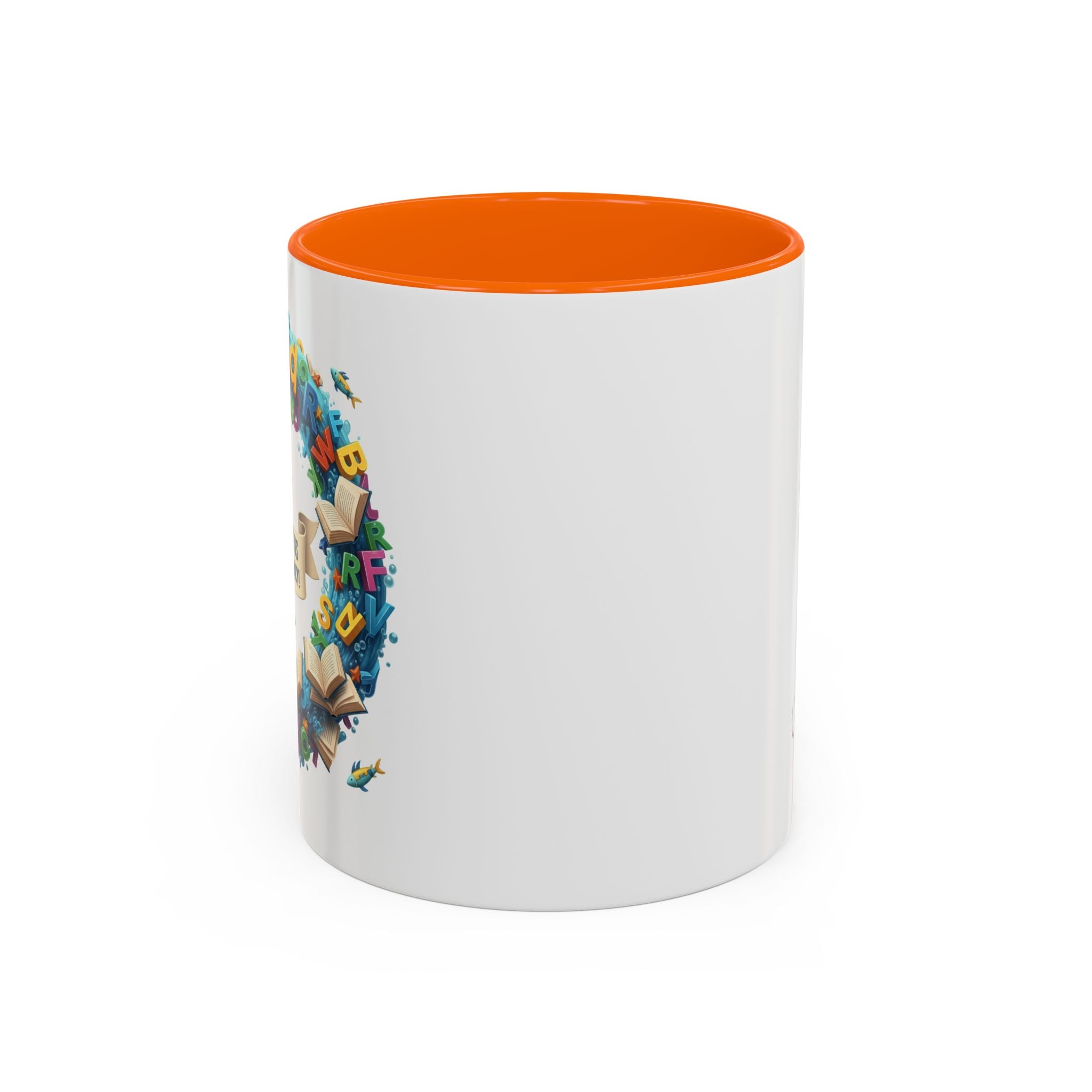 Sea of Literacy Colorful Book Lover's Accent Coffee Mug | Perfect for Home, Office, or Gift | Reading, Study, Library Decor, Teacher Appreciation