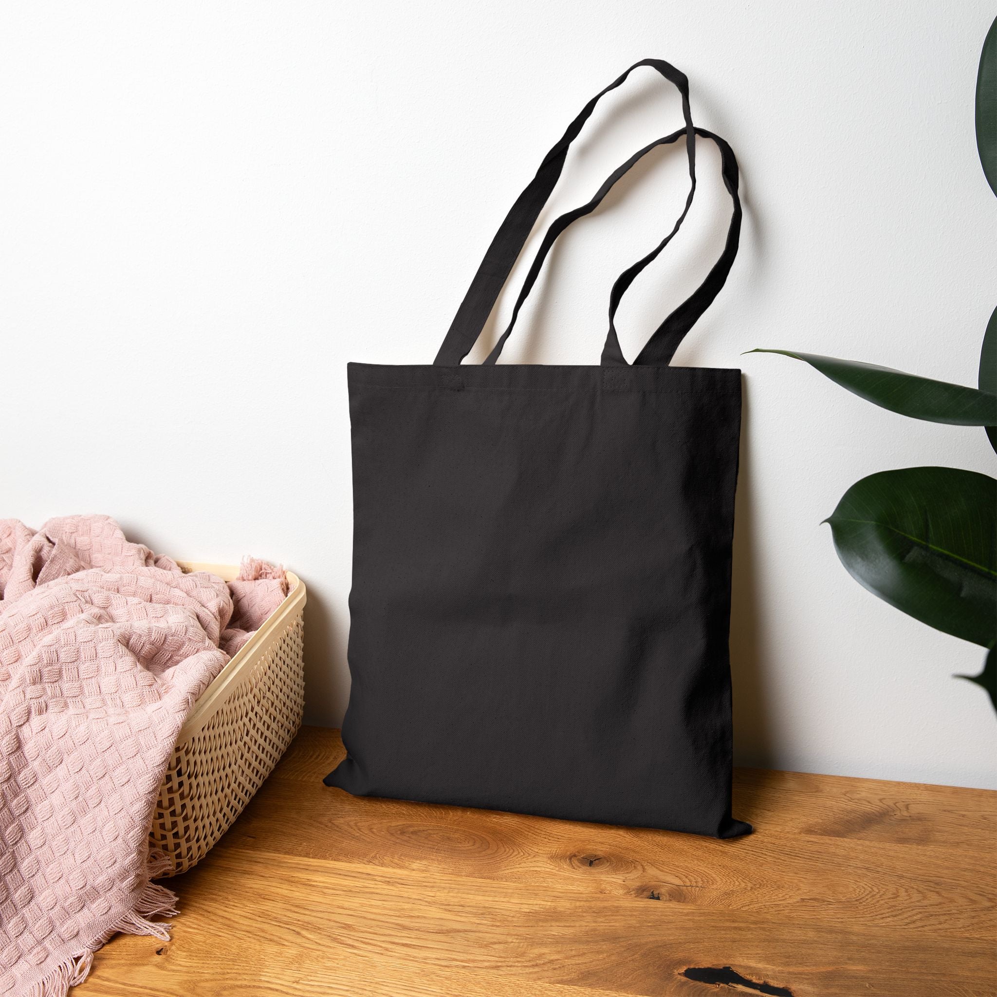 Little Ray of Pitch Black Monochrome Cotton Canvas Tote Bag - Eco-Friendly, Minimalist Shopping Bag, Everyday Use, Stylish Tote