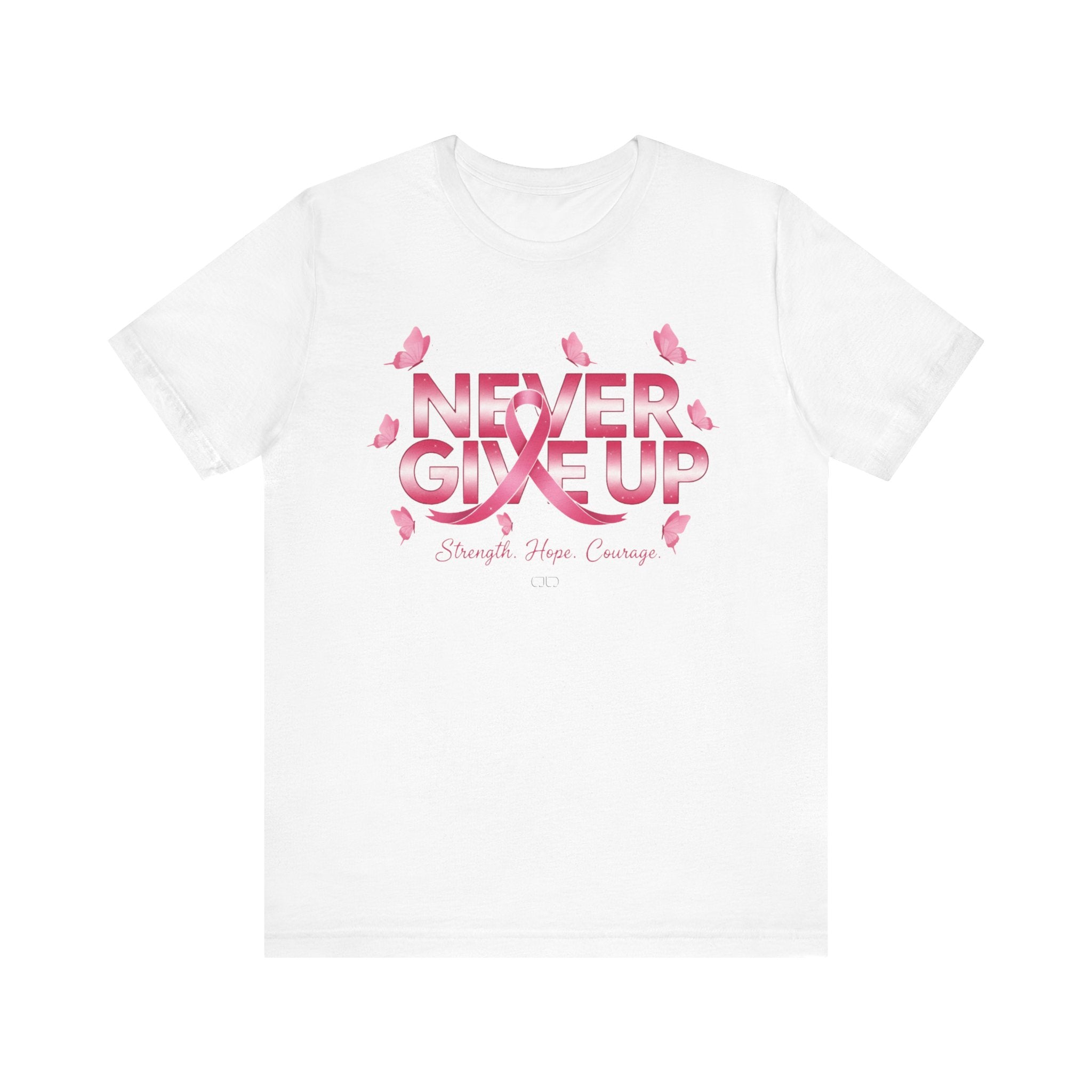 Never Give Up Inspirational Cancer Awareness Tee, Unisex Jersey Tee,  Gift for Survivors, Support Community T-Shirt