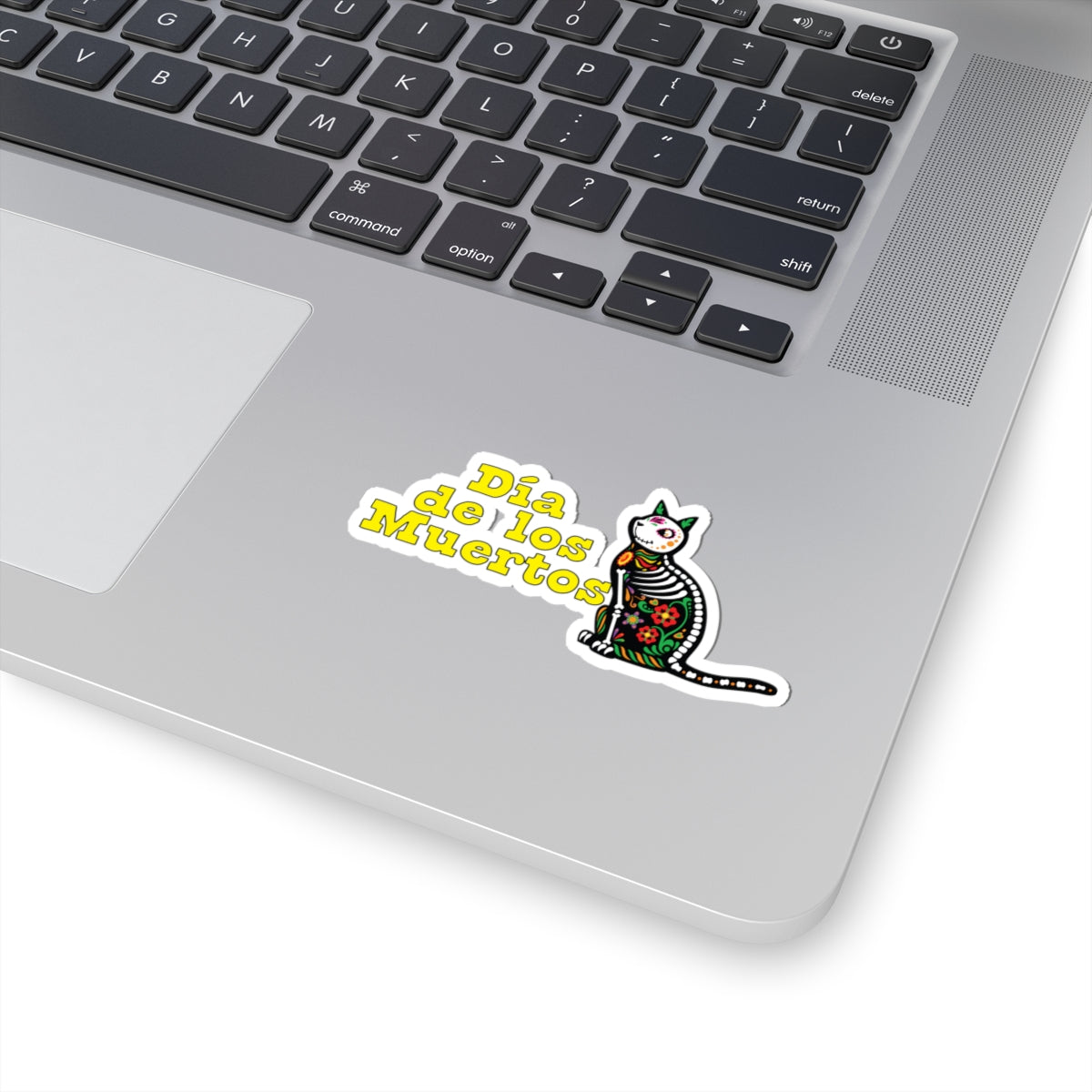 Colorful Dia de Los Muertos Cat Kiss-Cut Stickers, Halloween Decor, Day of the Dead Accessories, Laptop Stickers, Fun Gift Idea
