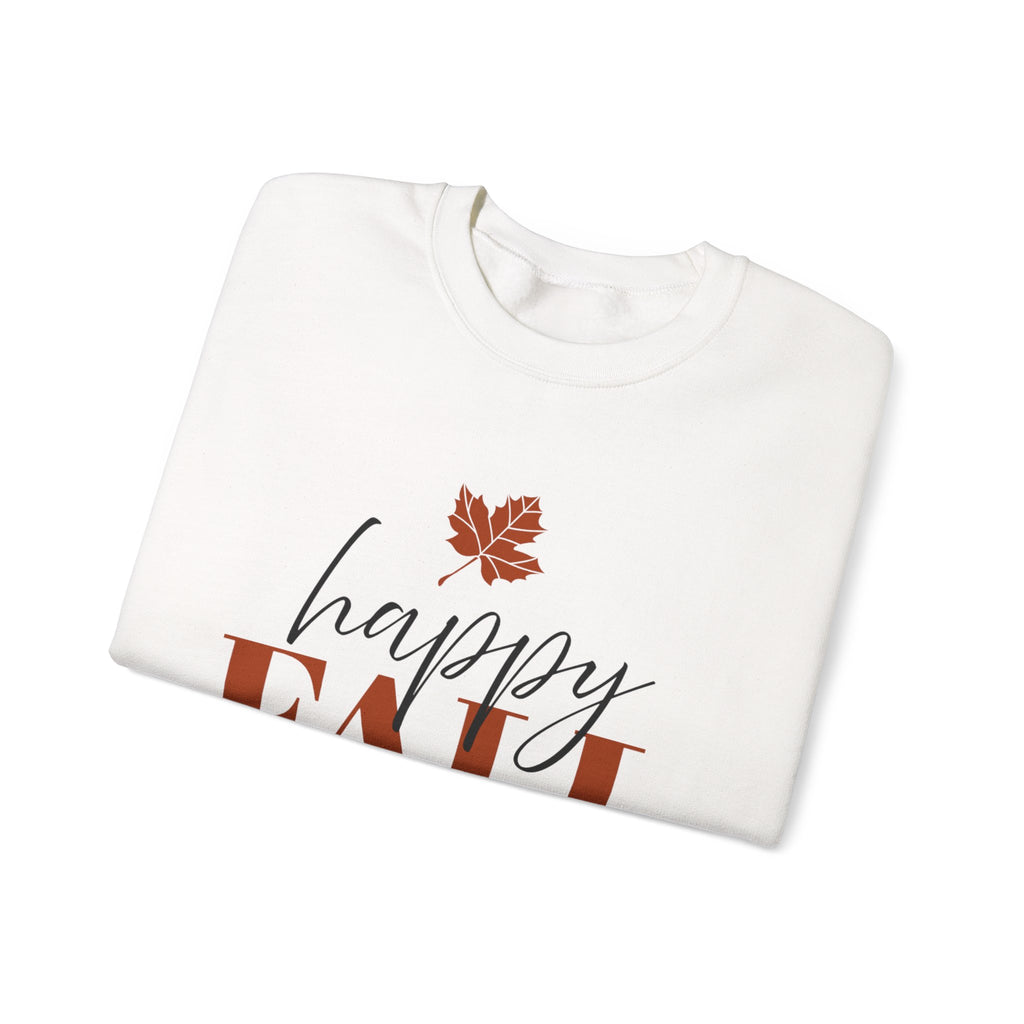 Happy Fall Sweatshirt — Cozy Autumn Crewneck with Leaf Graphic
