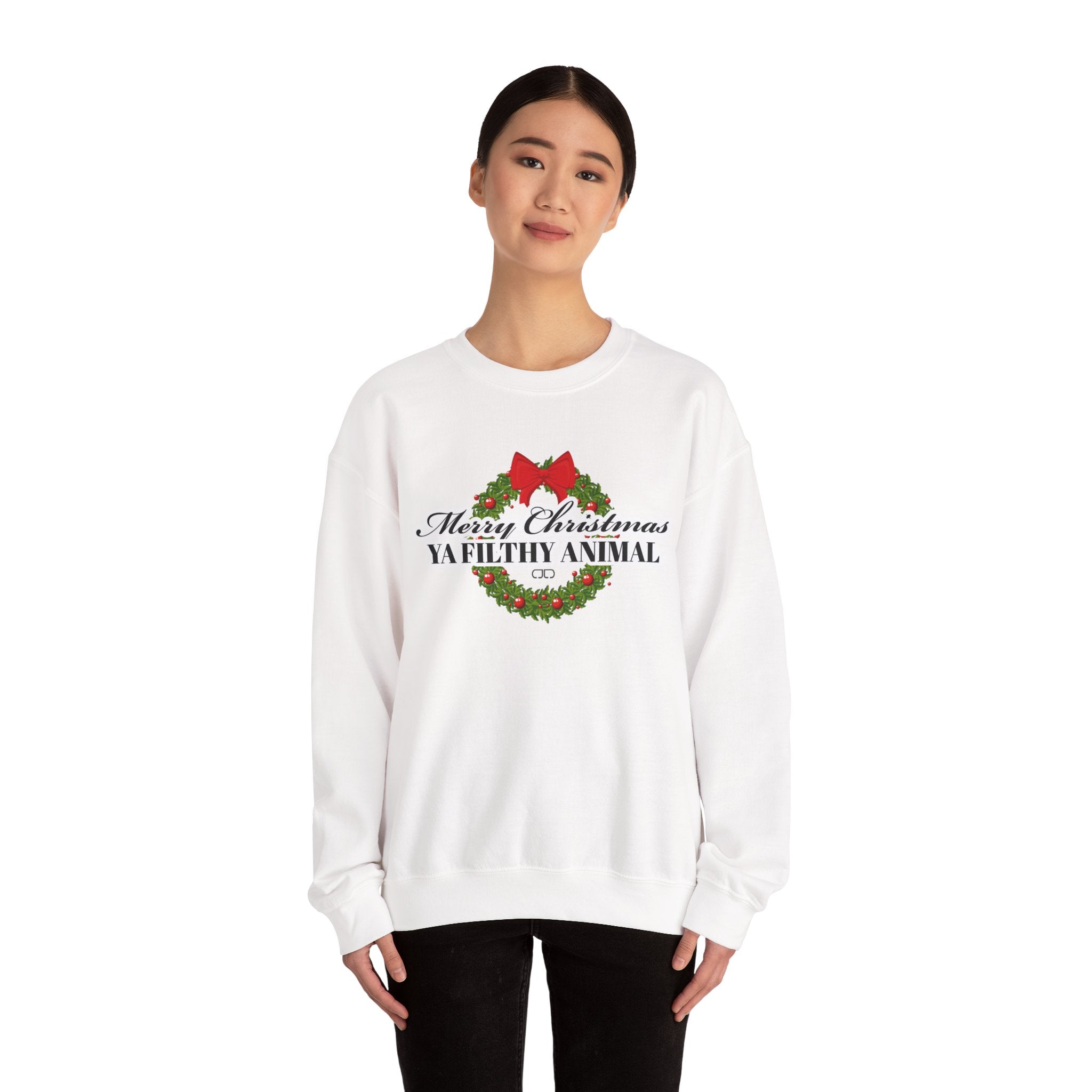 Merry Christmas Ya Filthy Animal Sweatshirt – Holiday Wreath Crewneck