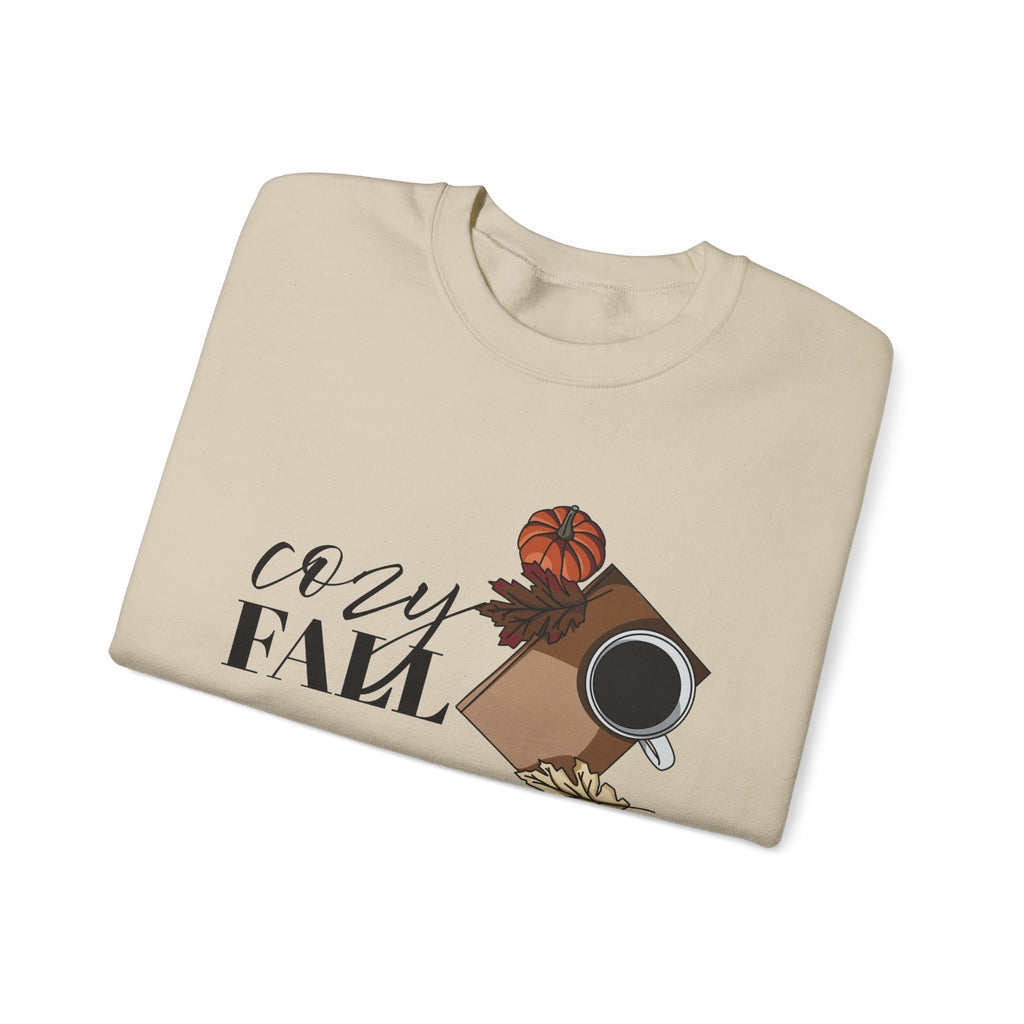 Cozy Fall Vibes Sweatshirt — Autumn Coffee & Leaves Crewneck