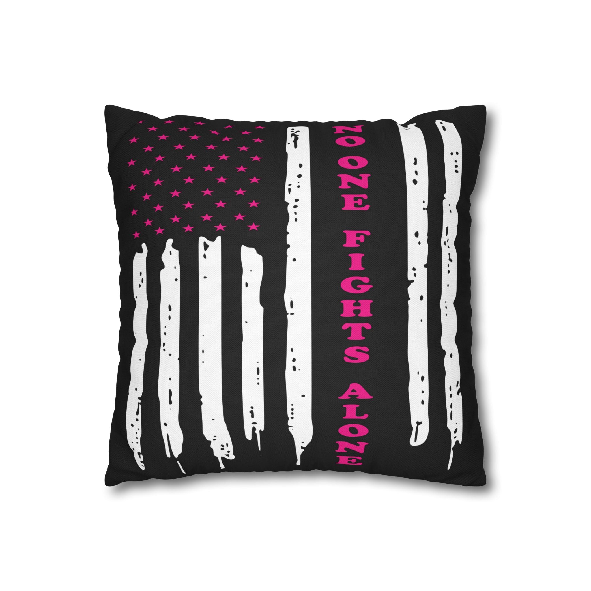 Breast Cancer Awareness Patriotic Flag Pillowcase - Home Decor, Gift for Veterans, USA Pride, Supportive Decor, Motivational Quotes