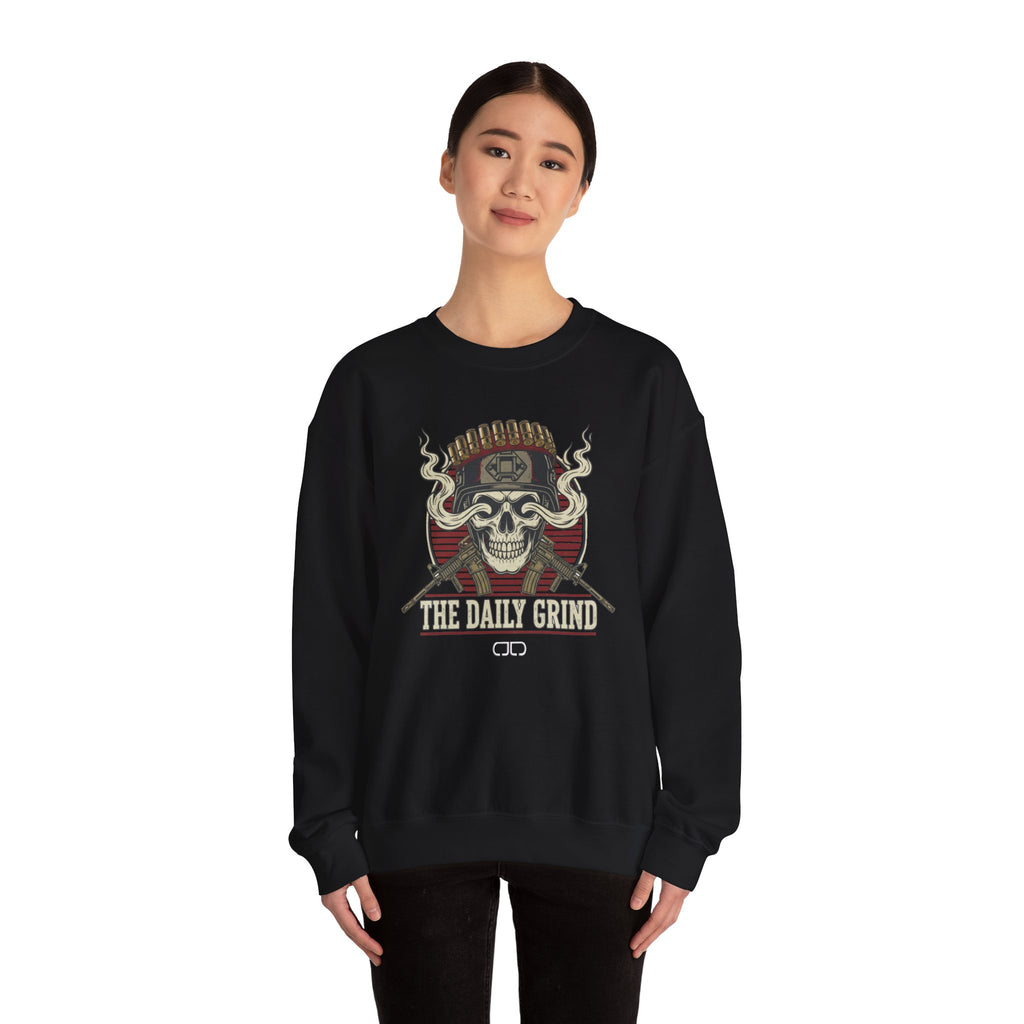'The Daily Grind' Skull & Coffee Vintage Graphic Sweatshirt
