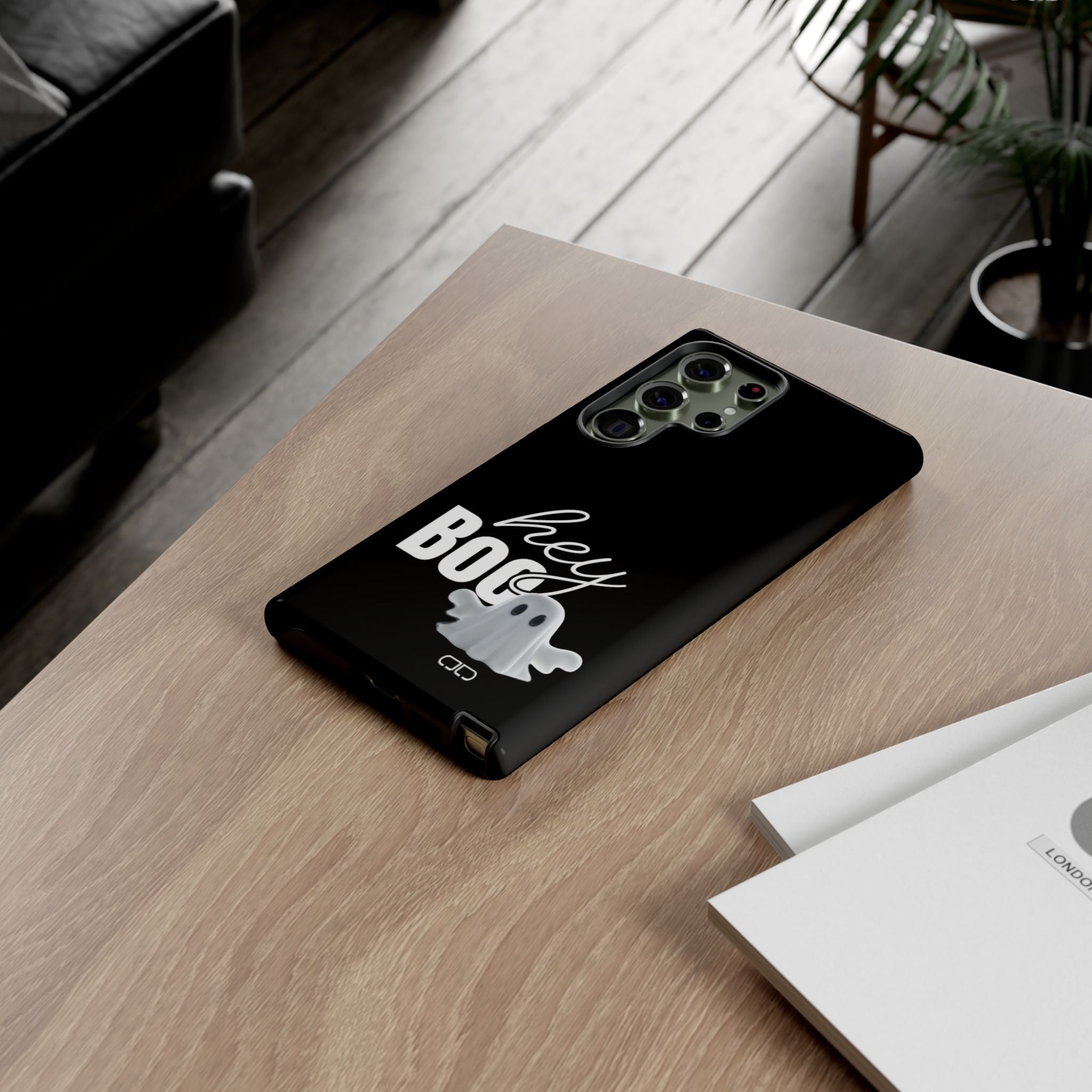Hey Boo Tough Case, Ghost-Themed Phone Case, Cute Halloween Accessory, Spooky Gift for Friends, Tech Halloween Decor