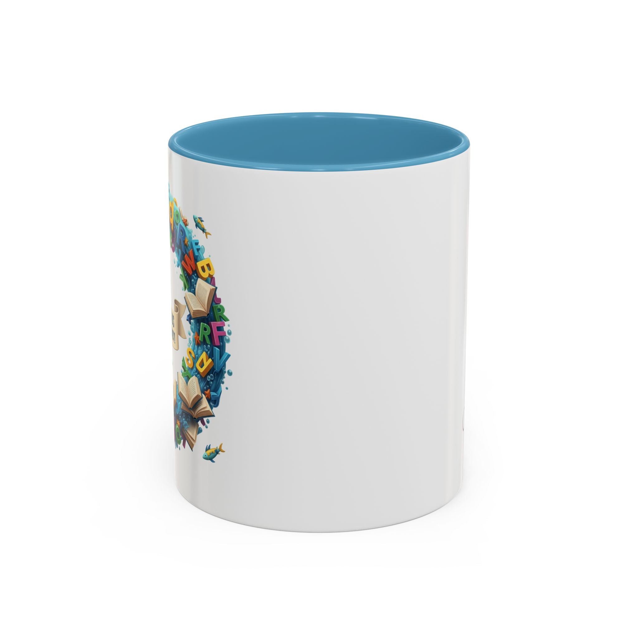 Sea of Literacy Colorful Book Lover's Accent Coffee Mug | Perfect for Home, Office, or Gift | Reading, Study, Library Decor, Teacher Appreciation