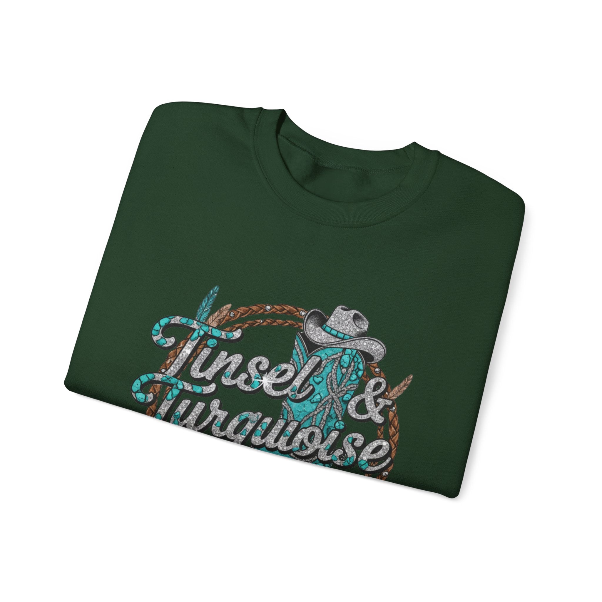 Tinsel & Turquoise Sweatshirt — Western Christmas Crewneck