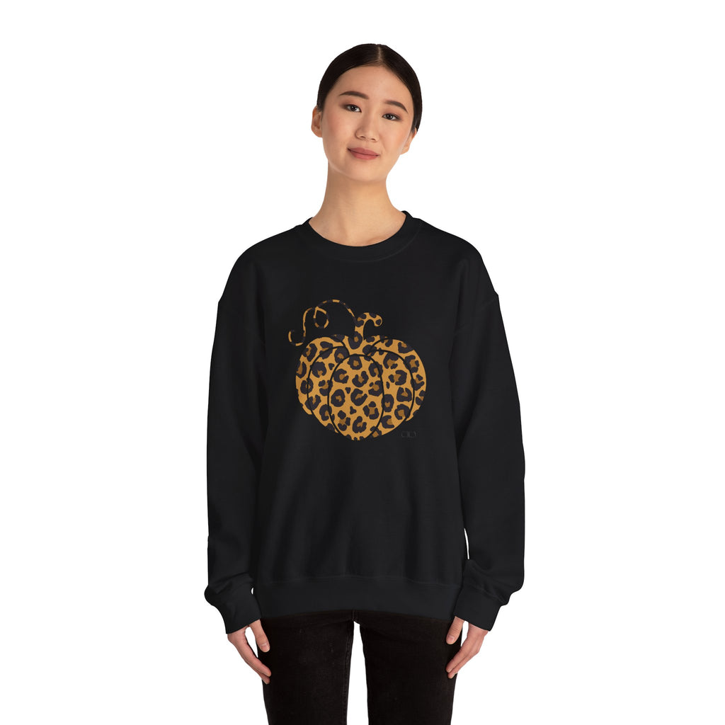 Animal Print Pumpkin Sweatshirt, Cozy Fall Crewneck, Halloween Apparel, Unisex Sweatshirt, Trendy Autumn Fashion, Gift for Her