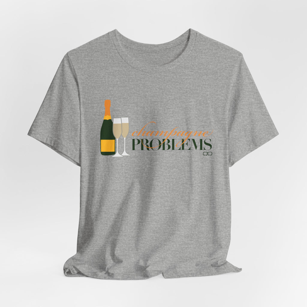 Champagne Problems Tee — Graphic Wine Bottle & Glasses Shirt