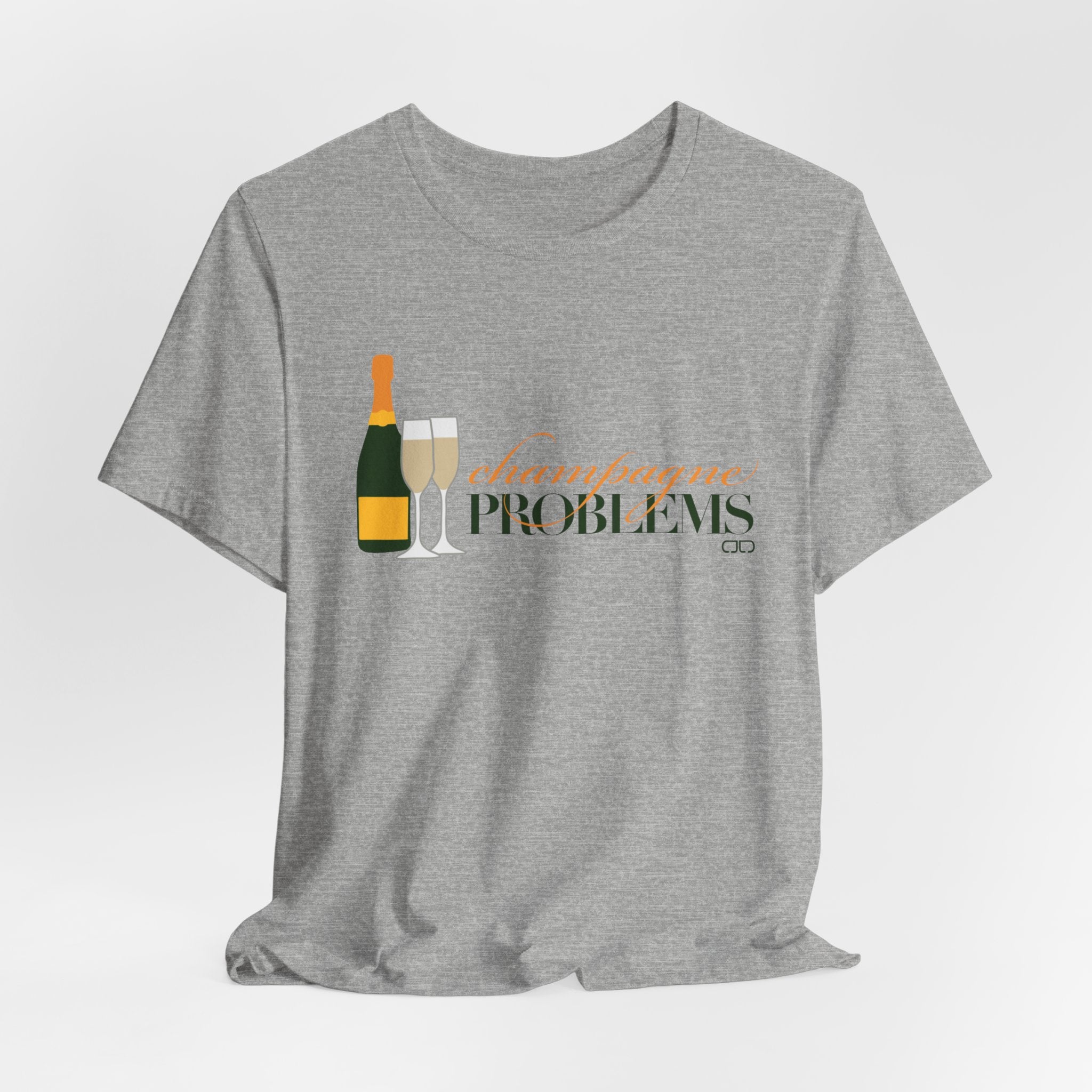 Champagne Problems Tee — Graphic Wine Bottle & Glasses Shirt