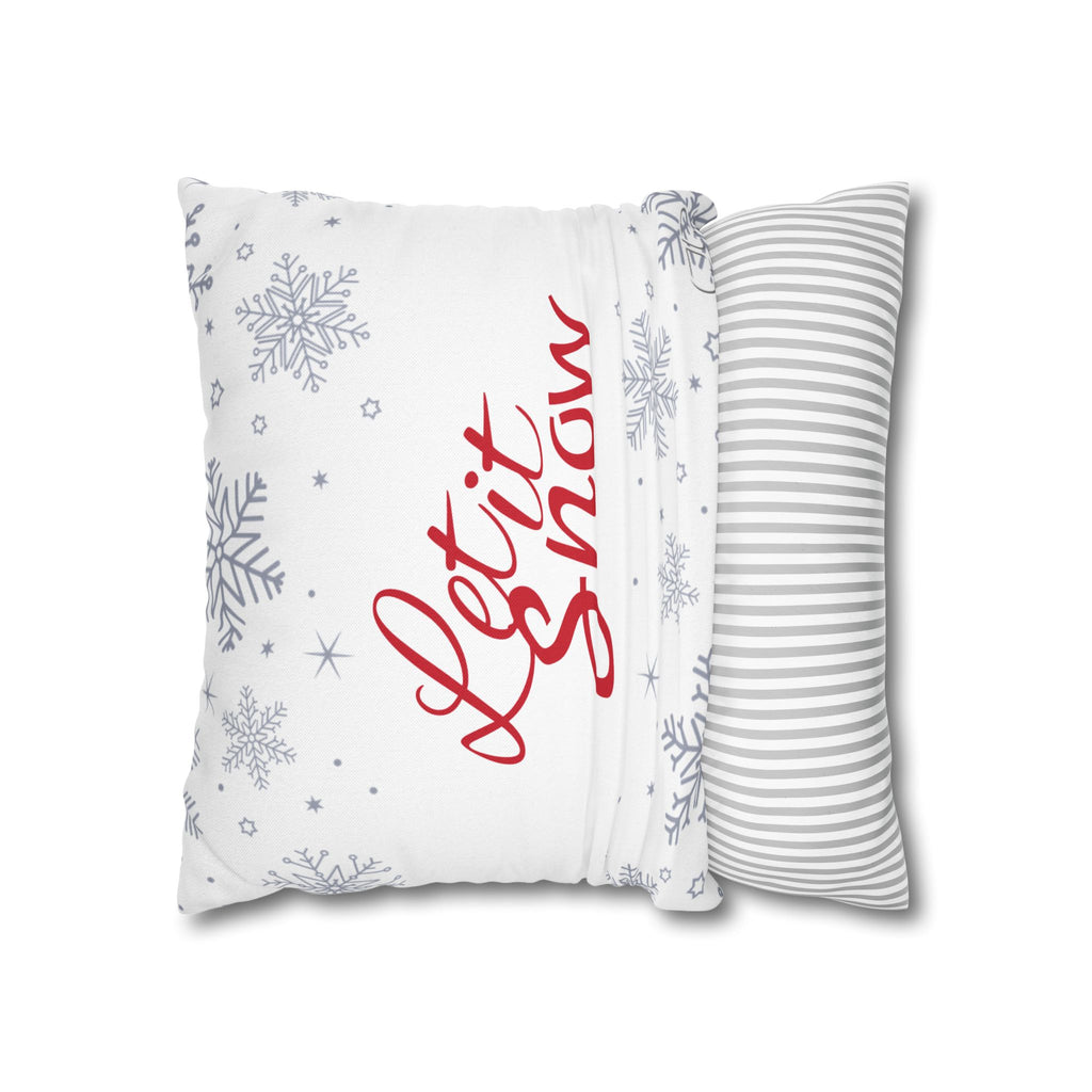 Let It Snow Holiday Pillowcase - Festive Snowflake Decorative Throw Pillow