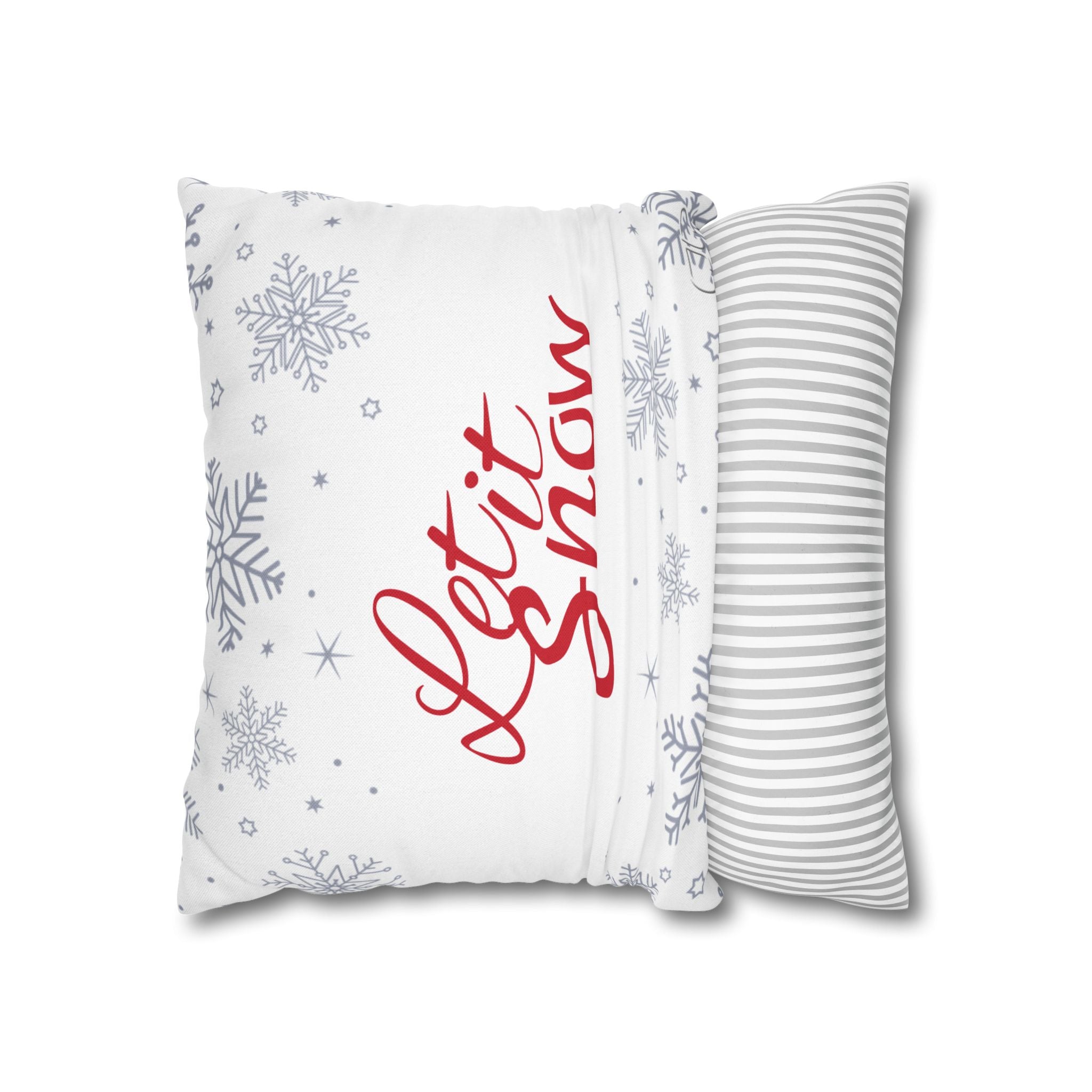 Let It Snow Holiday Pillowcase - Festive Snowflake Decorative Throw Pillow