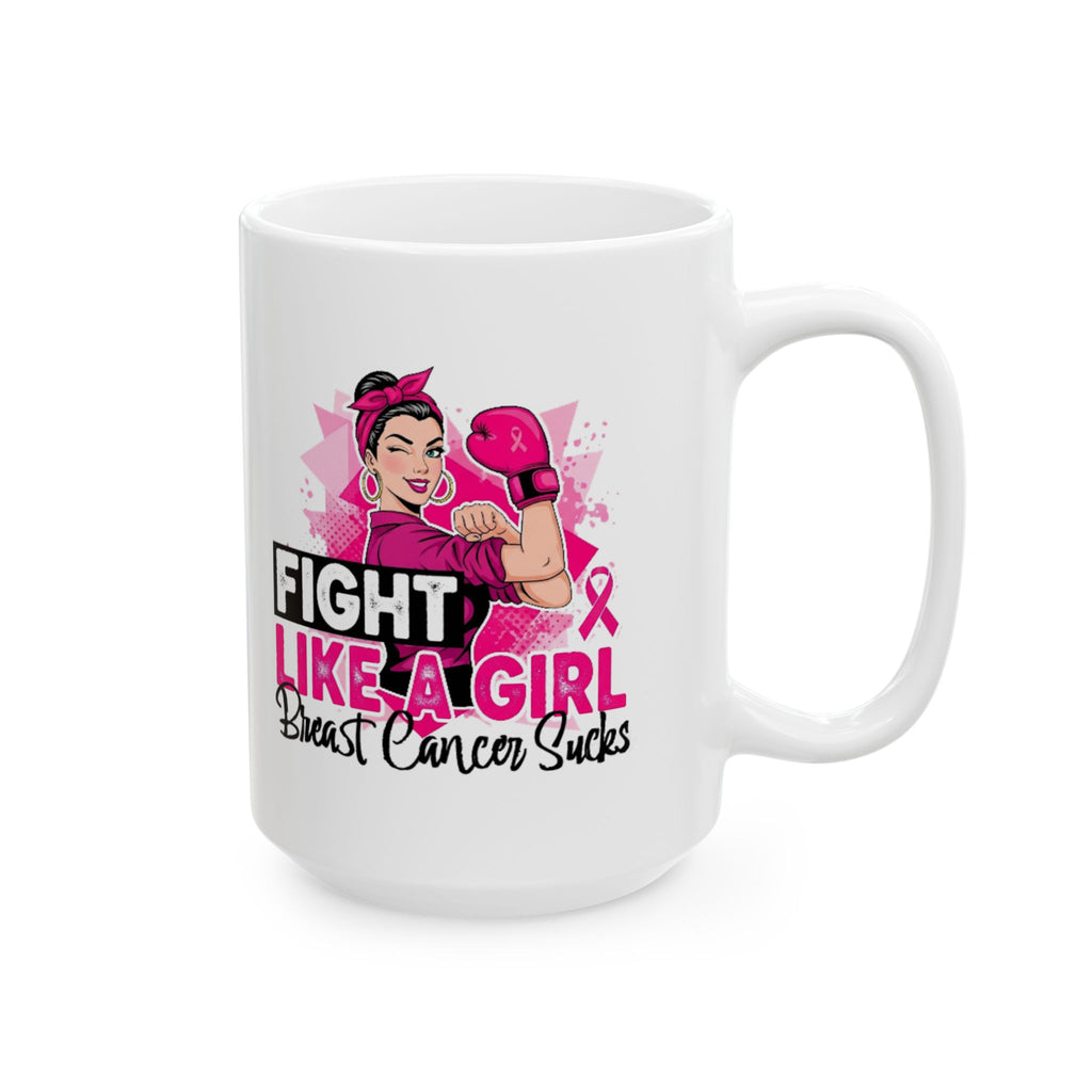 Empowerment Ceramic Mug, Inspirational Gift for Her, Breast Cancer Awareness, Motivational Quote Coffee Cup, Celebrate Strength and Courage