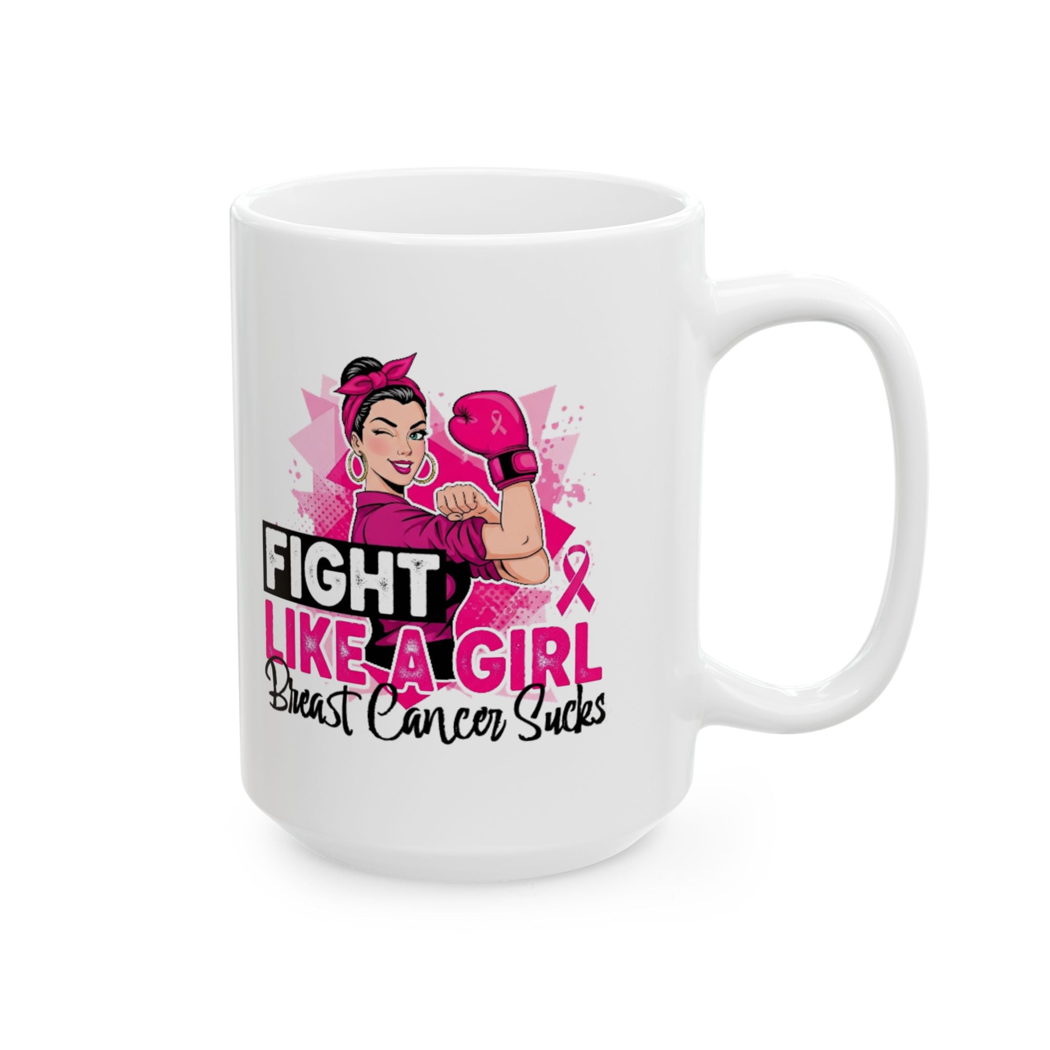 Empowerment Ceramic Mug, Inspirational Gift for Her, Breast Cancer Awareness, Motivational Quote Coffee Cup, Celebrate Strength and Courage