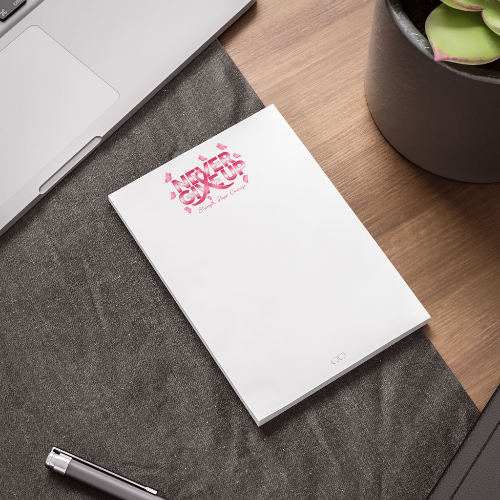 Never Give Up! Chic Pink Floral Post-it® Note Pads for Home or Office, Sticky Notes for Planners, Gifts for Her, Organization Essentials, CuteStationery