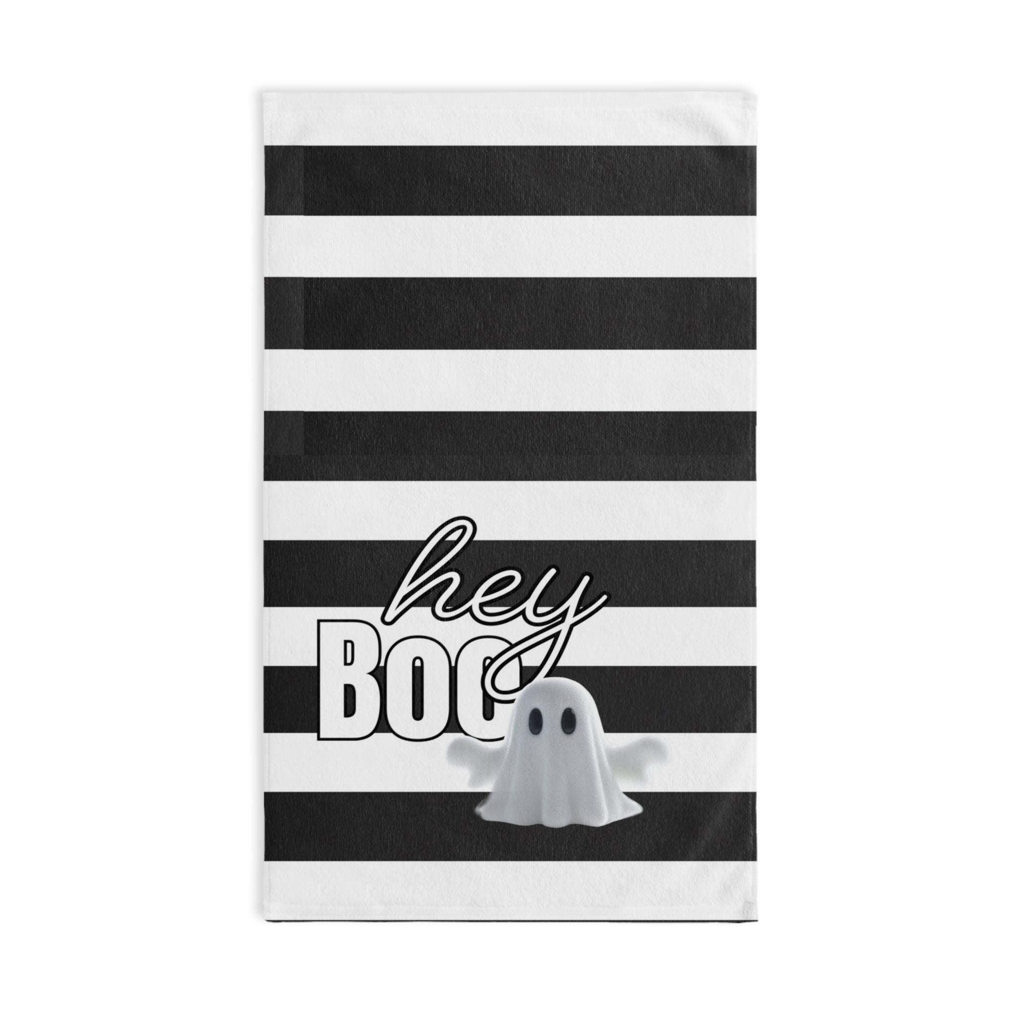 Hey Boo Halloween Hand Towel, Fun Decorative Towels, Kitchen Accessories, Ghost Themed Decor, Spooky Home Essentials