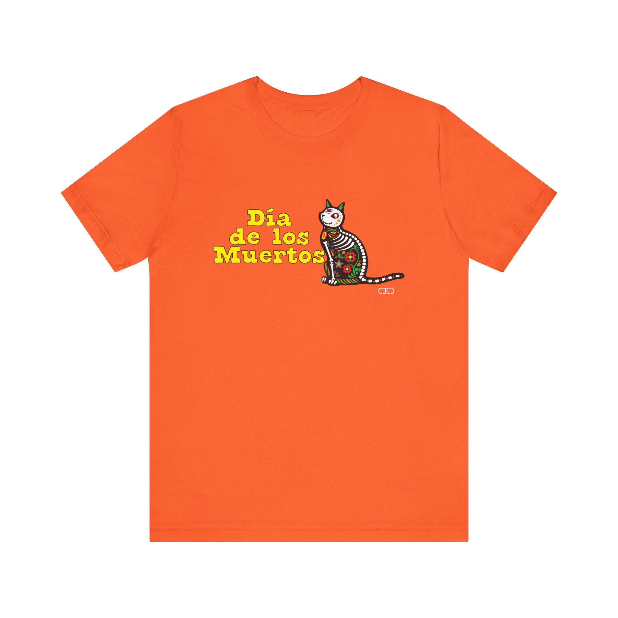 Dia de los Muertos Cat Tee, Unisex Jersey Short Sleeve T-Shirt for Celebrations, Halloween, Day of the Dead, Festive Vibe, Cat Lovers