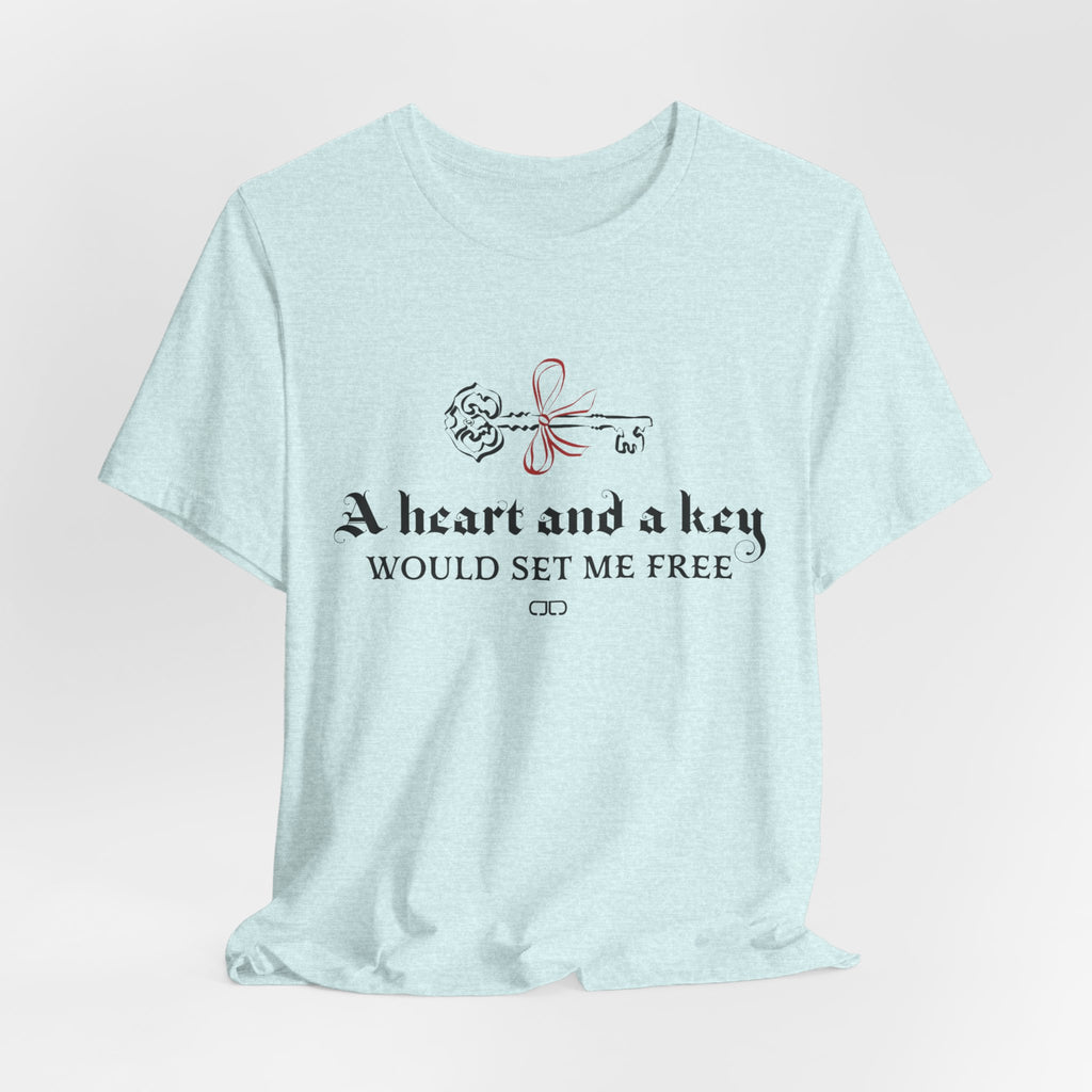 Heart and a Key Tee — "A heart and a key would set me free" Romantic Graphic T-Shirt