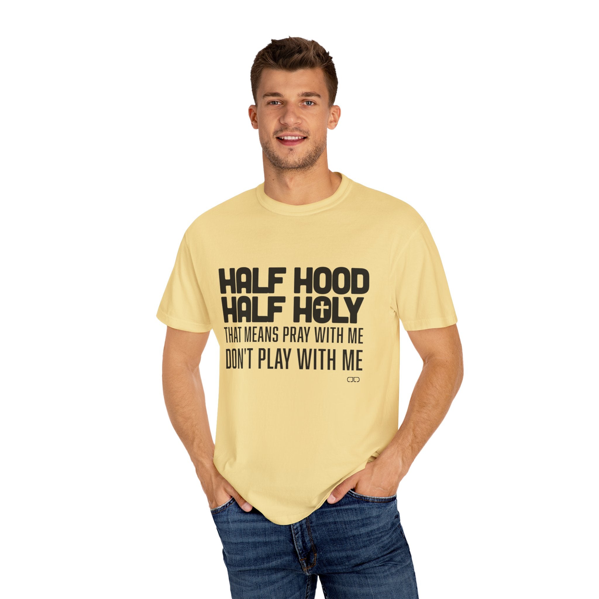 Half Hood Half Holy T-shirt, Unisex Graphic Tee, Faith-Inspired Fashion, Spiritual Gift, Casual Everyday Wear, Christian Apparel