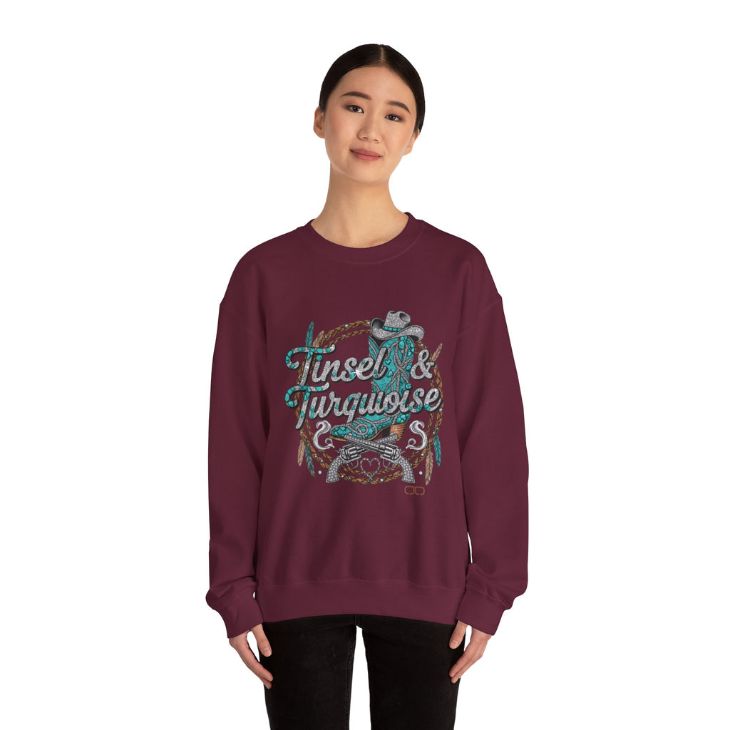 Tinsel & Turquoise Sweatshirt — Western Christmas Crewneck