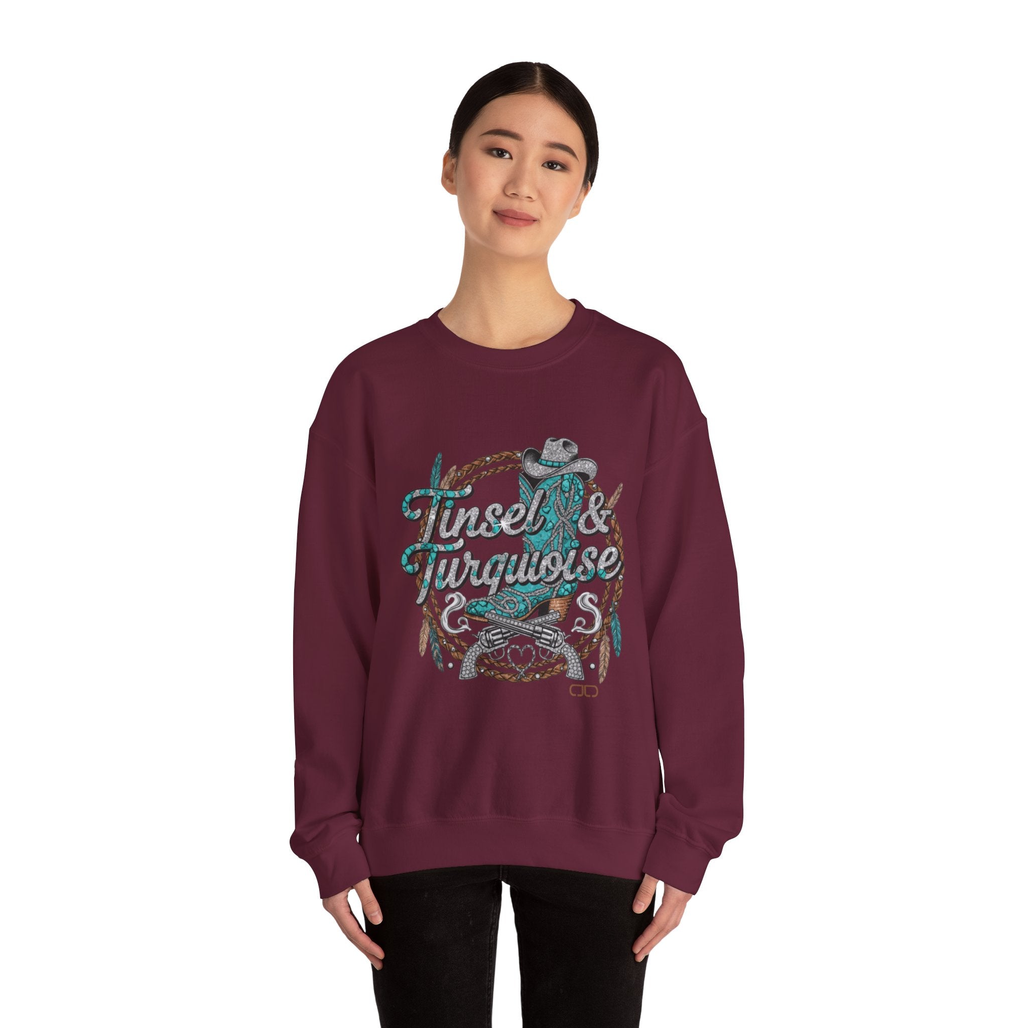 Tinsel & Turquoise Sweatshirt — Western Christmas Crewneck
