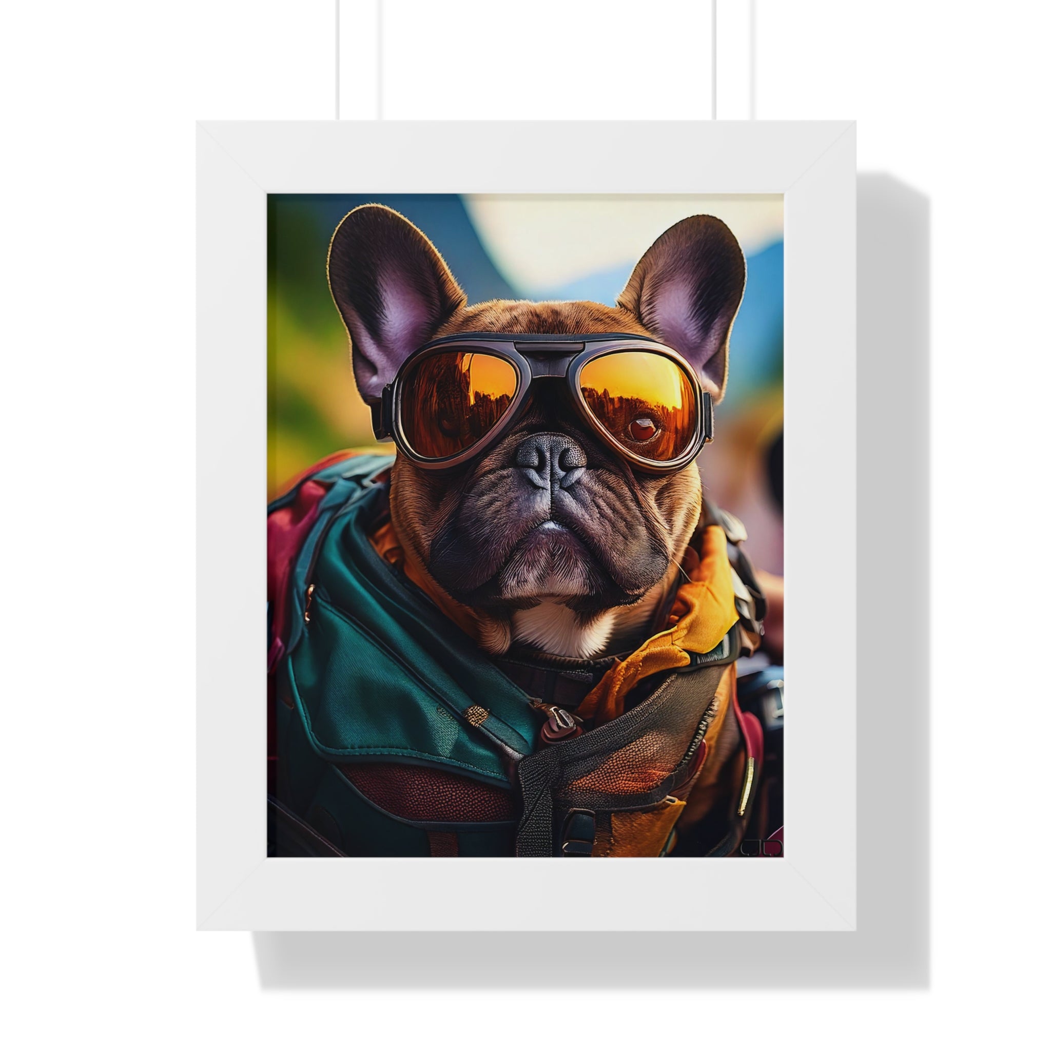 French Bulldog in Motorcyle Leathers Framed Poster - Cool Pet Art, Home Decor, Dog Lover Gift, Unique Wall Art, Pet Enthusiast Decor