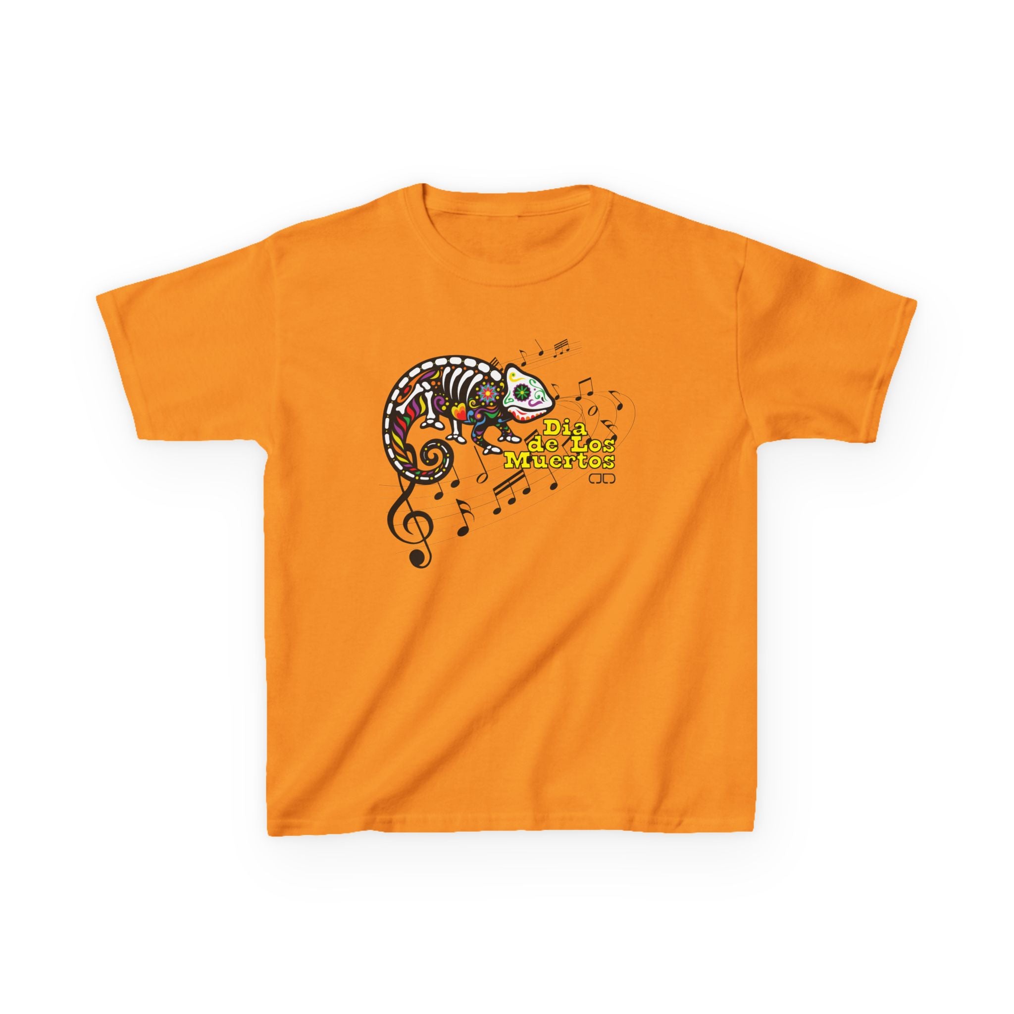Dia de Los Muertos Musical Chameleon Design, Fun Children's T-Shirt, Cute Animal Top, Summer Wear, Birthday Gift, Playful Casuals