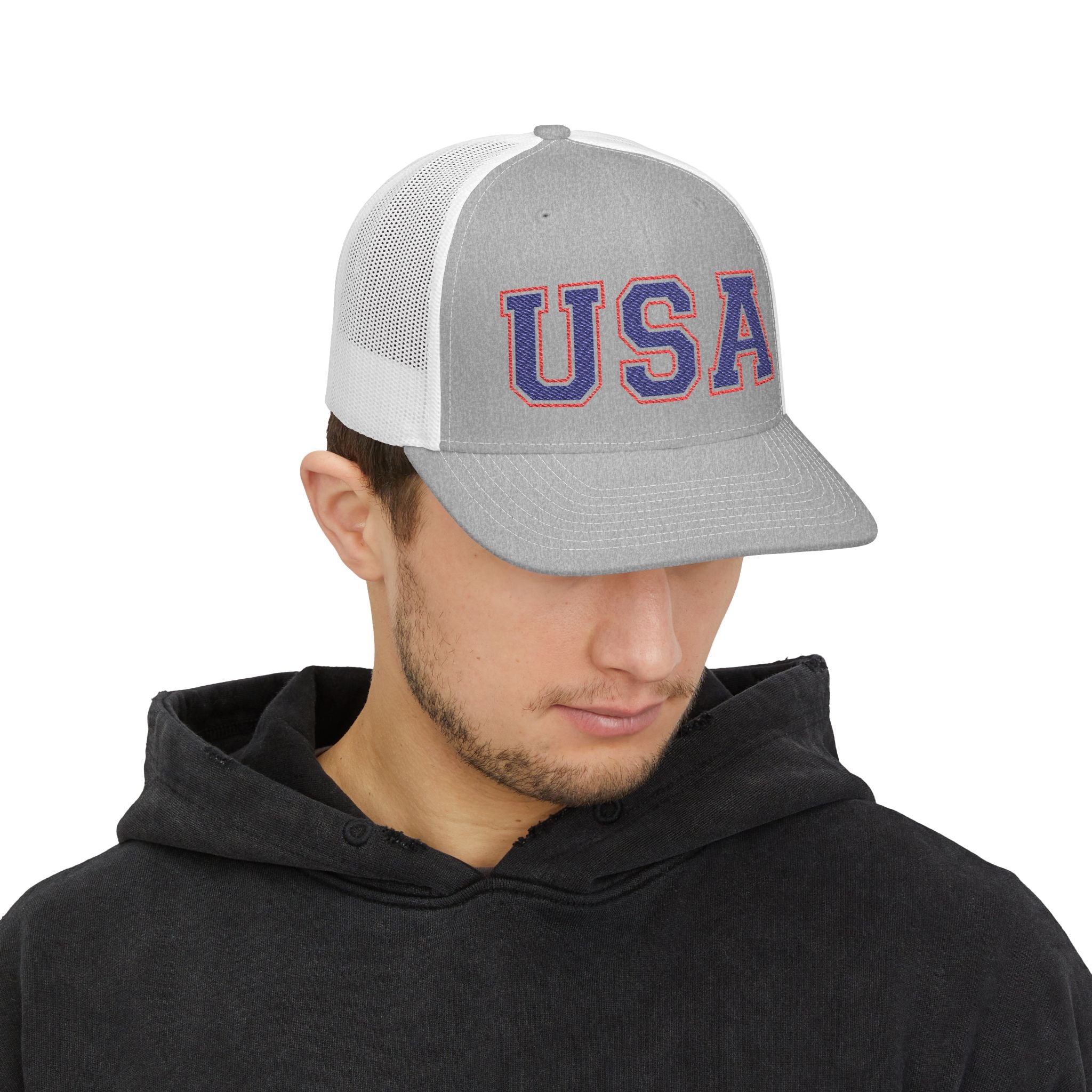 Patriotic Snapback Trucker Cap, USA Embroidered Hat, Summer Fashion Accessory, Festival Gear, Sports Event Cap, Gift For Him/Her