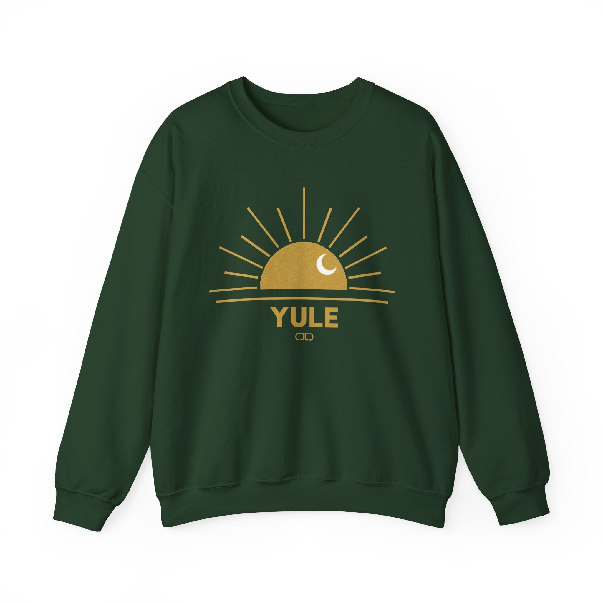 Yule Sunset Crewneck Sweatshirt — Golden Moon Holiday Sweatshirt