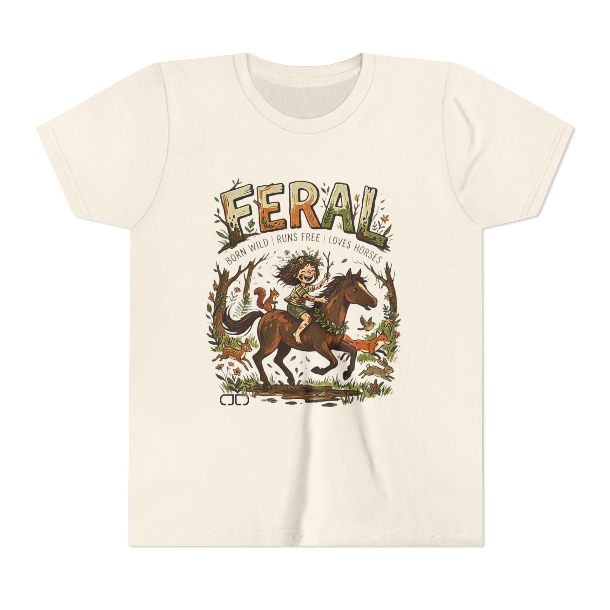 "FERAL" Horse Rider Graphic Kids T‑Shirt