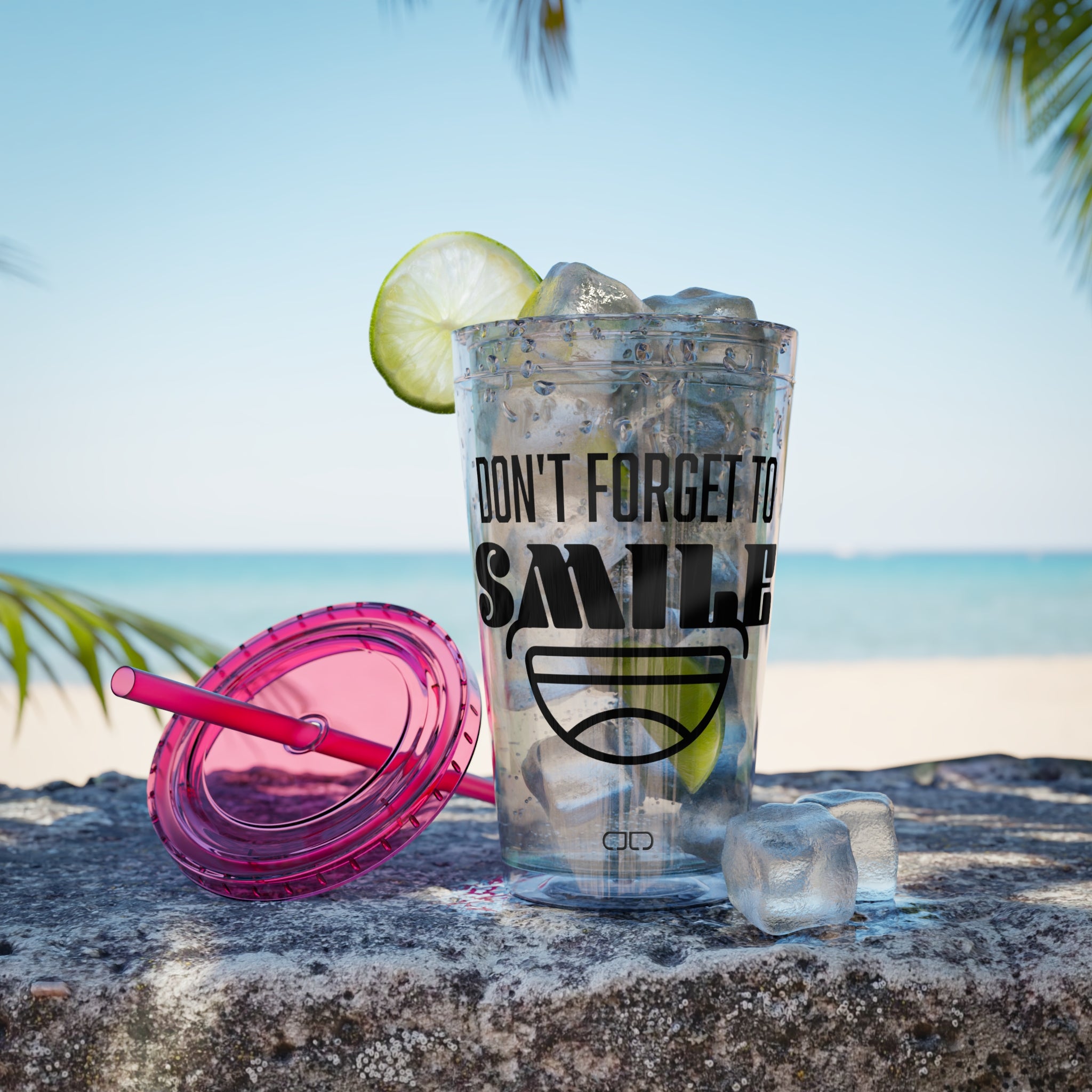 Don't Forget to Smile - Fun Travel Mug, Motivational Drinkware, Summer Beach Cup, Gift for Friends, [...]