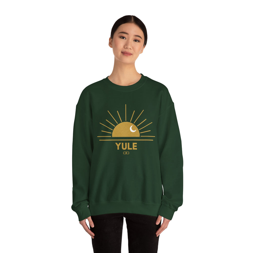 Yule Sunset Crewneck Sweatshirt — Golden Moon Holiday Sweatshirt