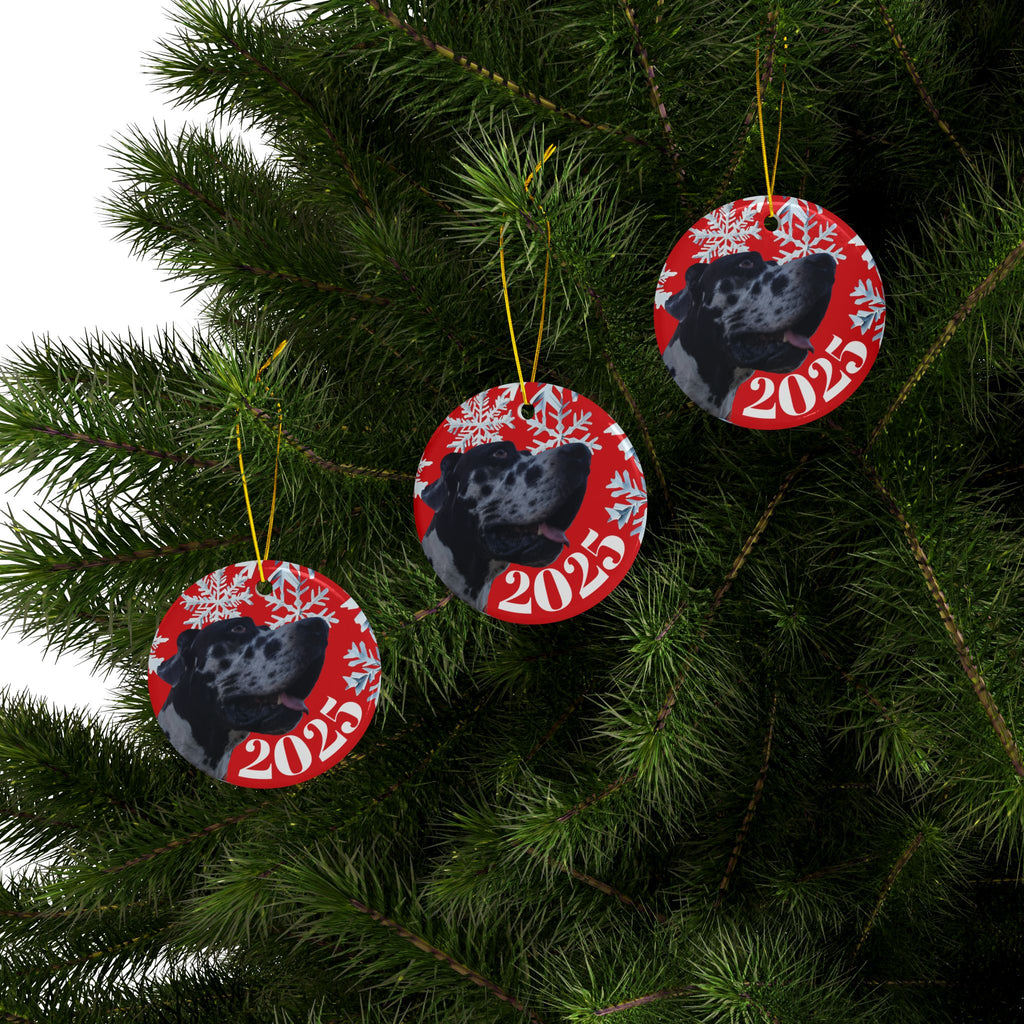Personalized 2025 Dog Christmas Ceramic Ornaments | , Unique Holiday Gift, Pet Lover Keepsake, Customizable Holiday Ornament