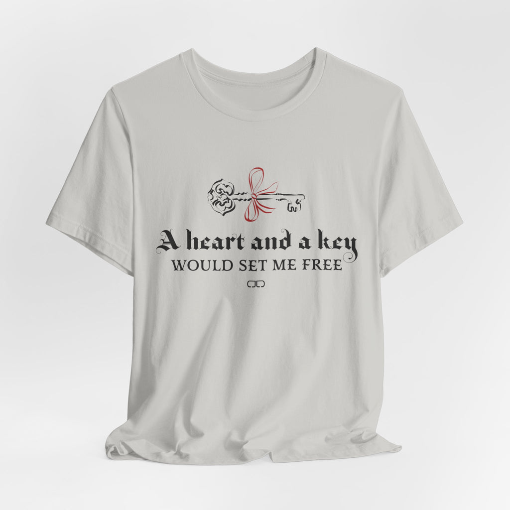 Heart and a Key Tee — "A heart and a key would set me free" Romantic Graphic T-Shirt