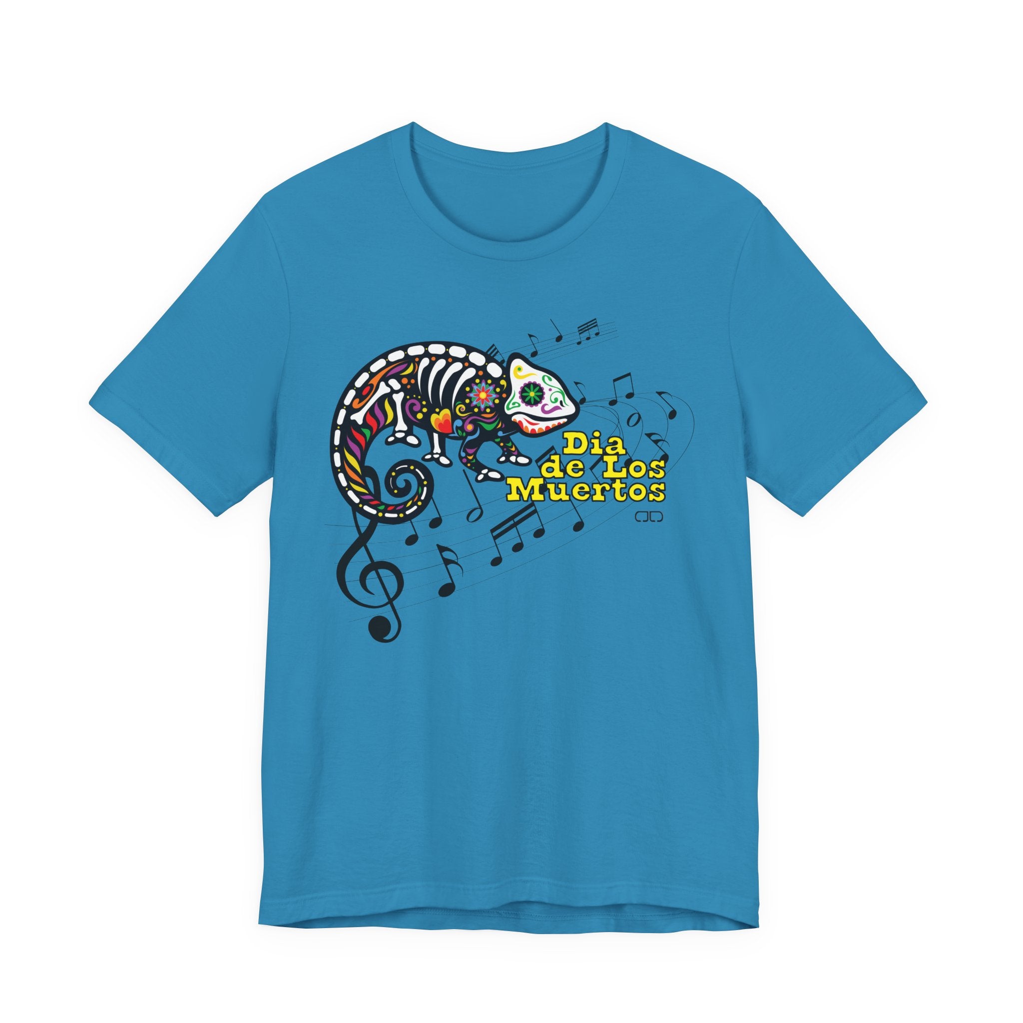 Dia de los Muertos Chameleon Tee, Unisex Jersey Short Sleeve T-Shirt, Colorful Skeleton Shirt, Halloween Outfit, Day of the Dead Gift
