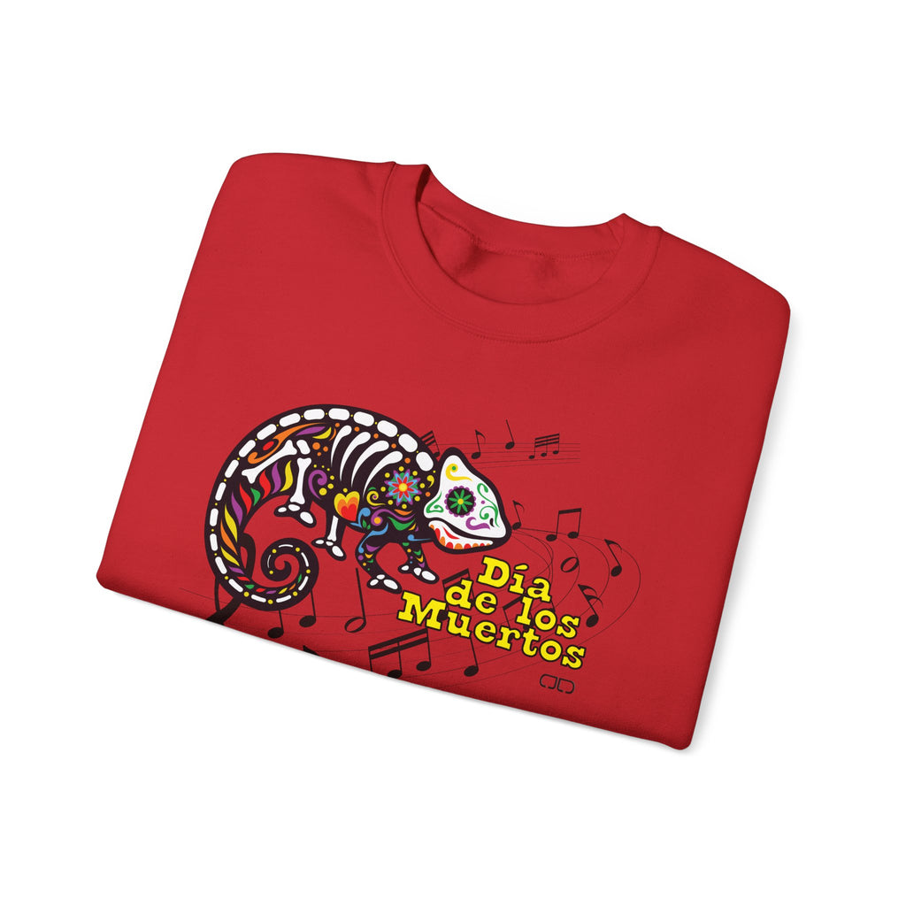 Day of the Dead Chameleon Crewneck Sweatshirt, Unisex Sweatshirt, Dia de los Muertos Gift, Halloween Apparel, Music Lover's Sweatshirt