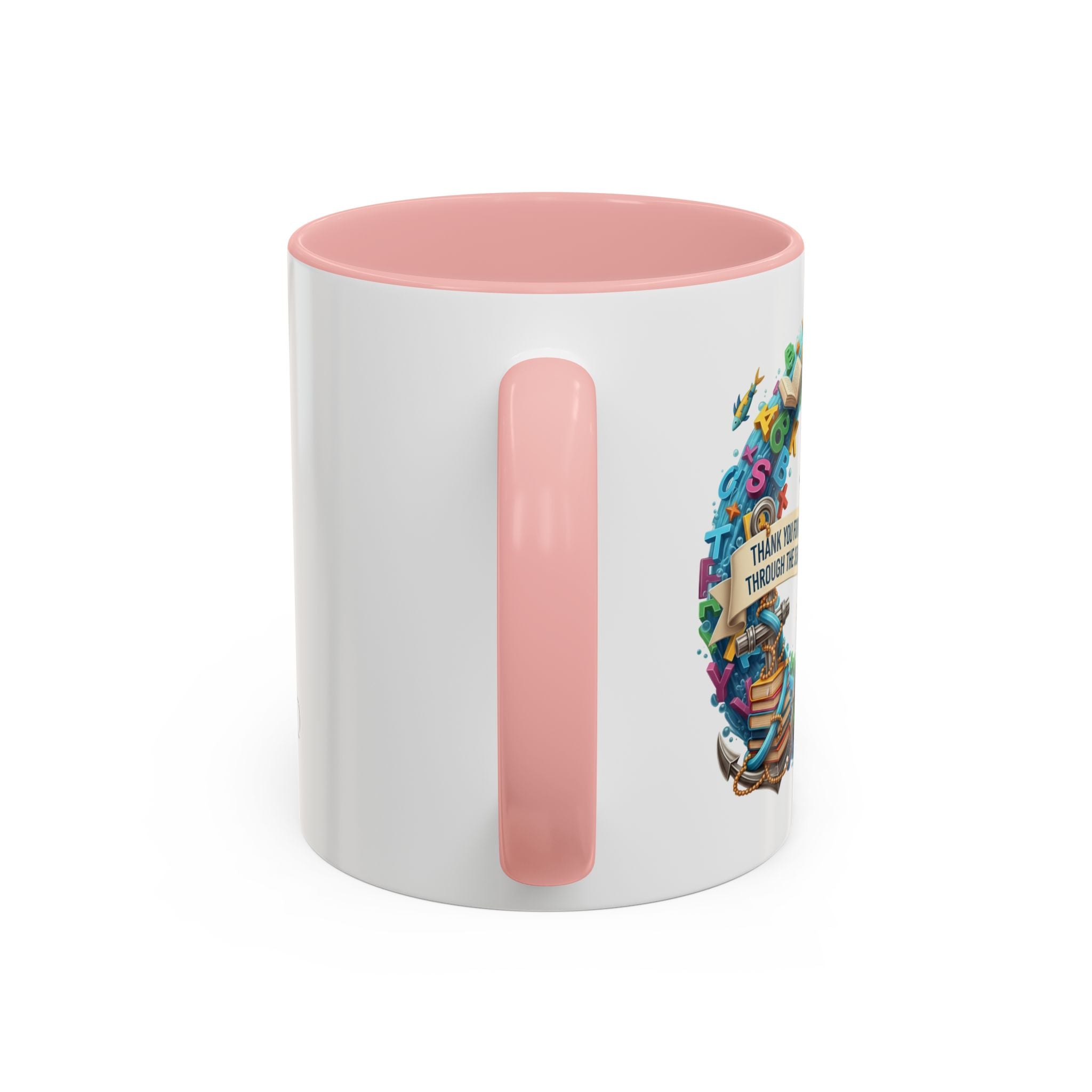 Sea of Literacy Colorful Book Lover's Accent Coffee Mug | Perfect for Home, Office, or Gift | Reading, Study, Library Decor, Teacher Appreciation