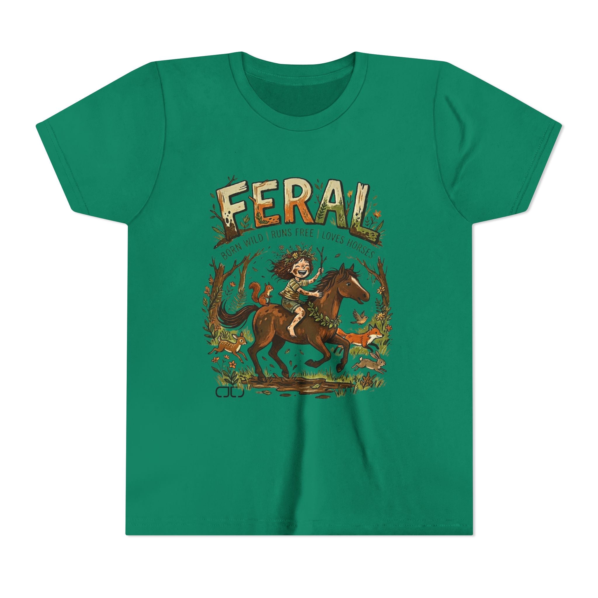"FERAL" Horse Rider Graphic Kids T‑Shirt