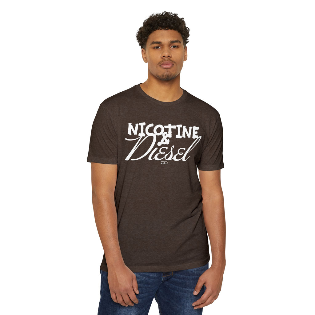 Unisex Nicotine & Diesel T-Shirt | Casual Streetwear, Gift for Smokers, Vintage-Inspired Tee, Relaxed Fit Apparel, Everyday Wear