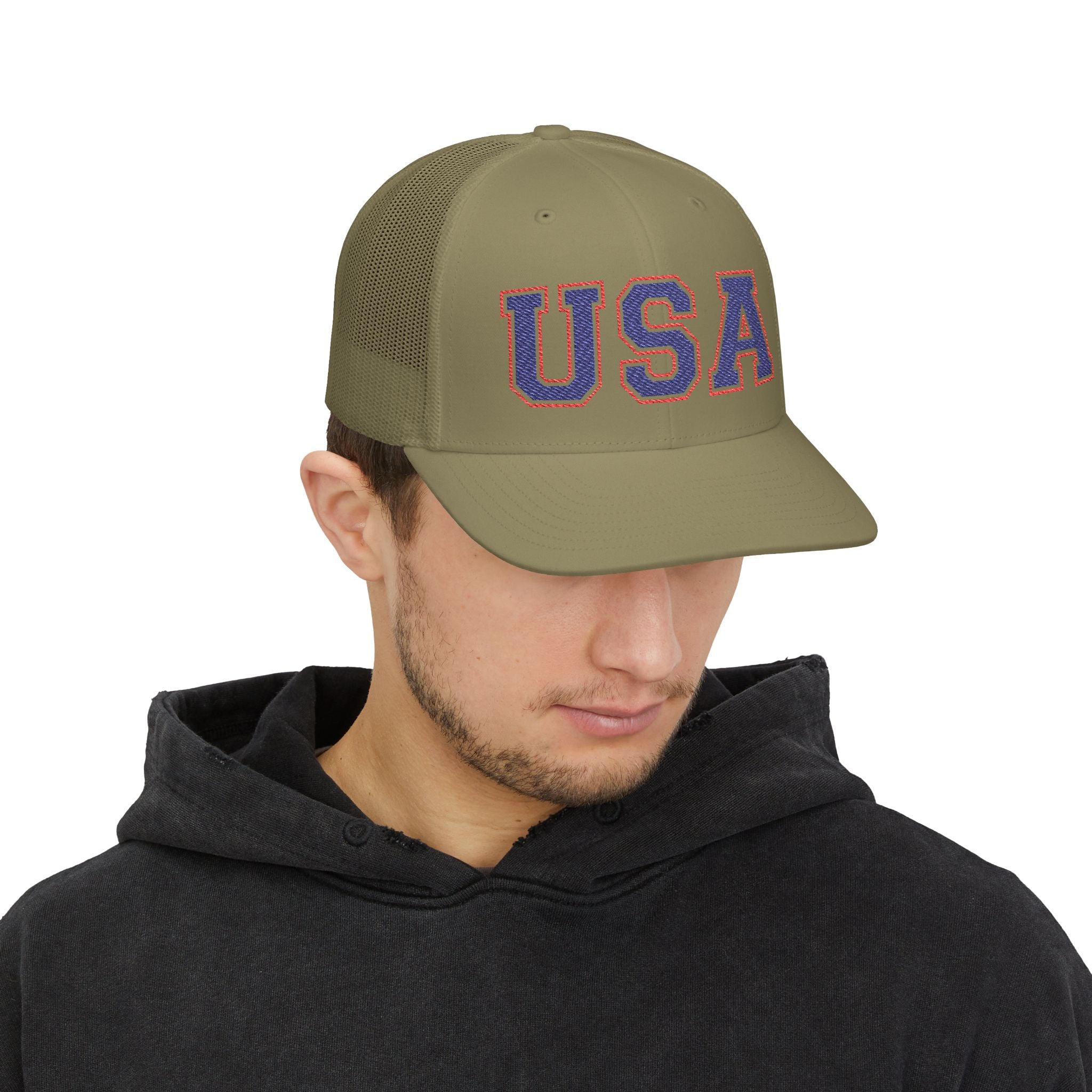 Patriotic Snapback Trucker Cap, USA Embroidered Hat, Summer Fashion Accessory, Festival Gear, Sports Event Cap, Gift For Him/Her