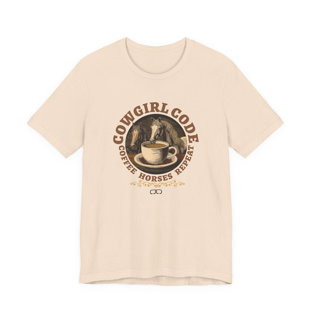 Cowgirl Code Tee – "Coffee Horses Repeat" Western Horse Lover Shirt