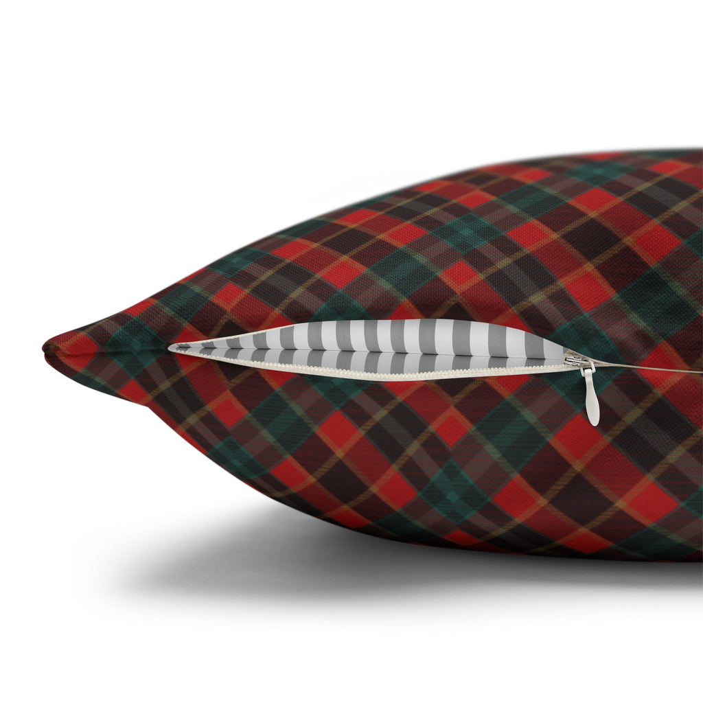 Merry Christmas Plaid Pillowcase - Red & Green Holiday Throw Pillow Cover