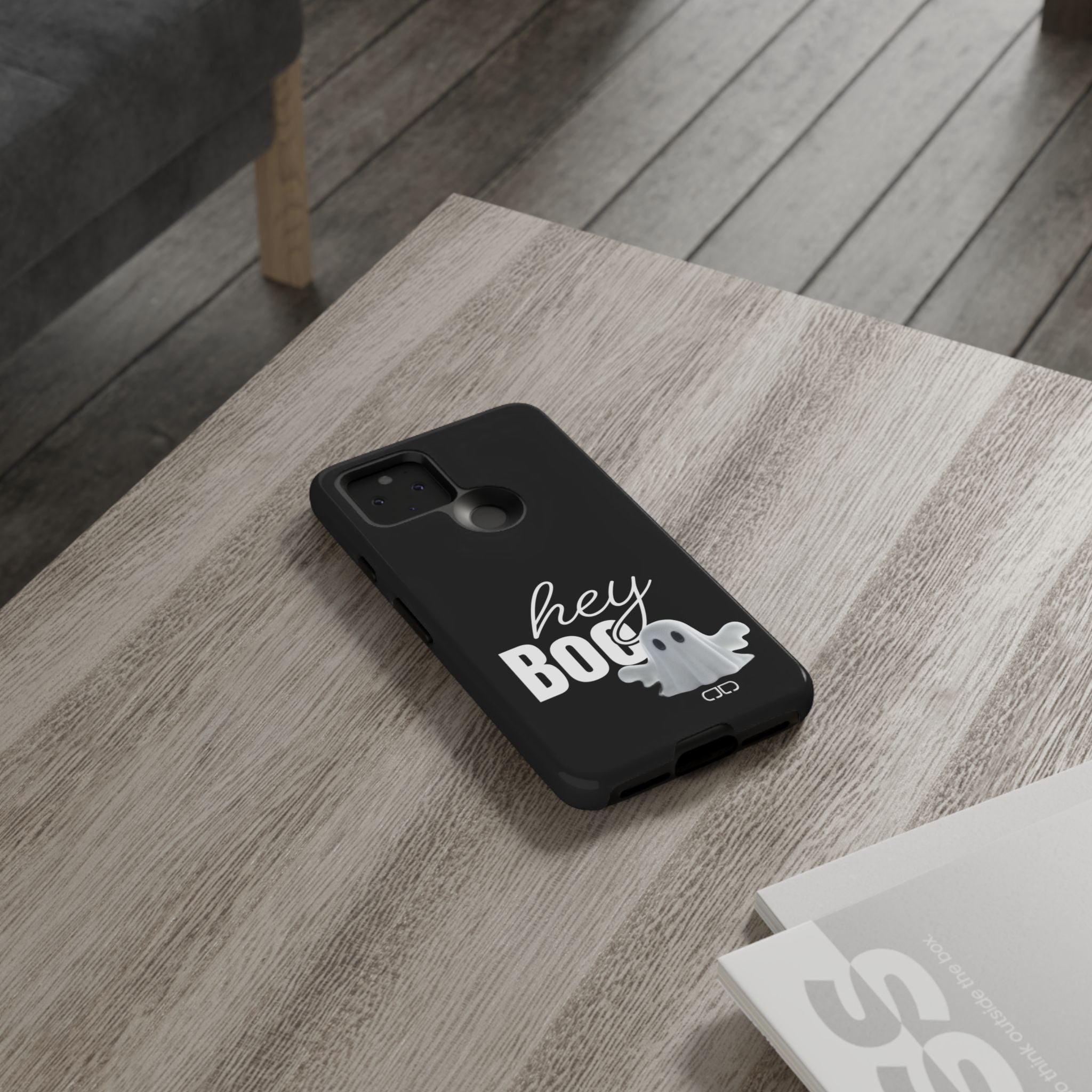 Hey Boo Tough Case, Ghost-Themed Phone Case, Cute Halloween Accessory, Spooky Gift for Friends, Tech Halloween Decor