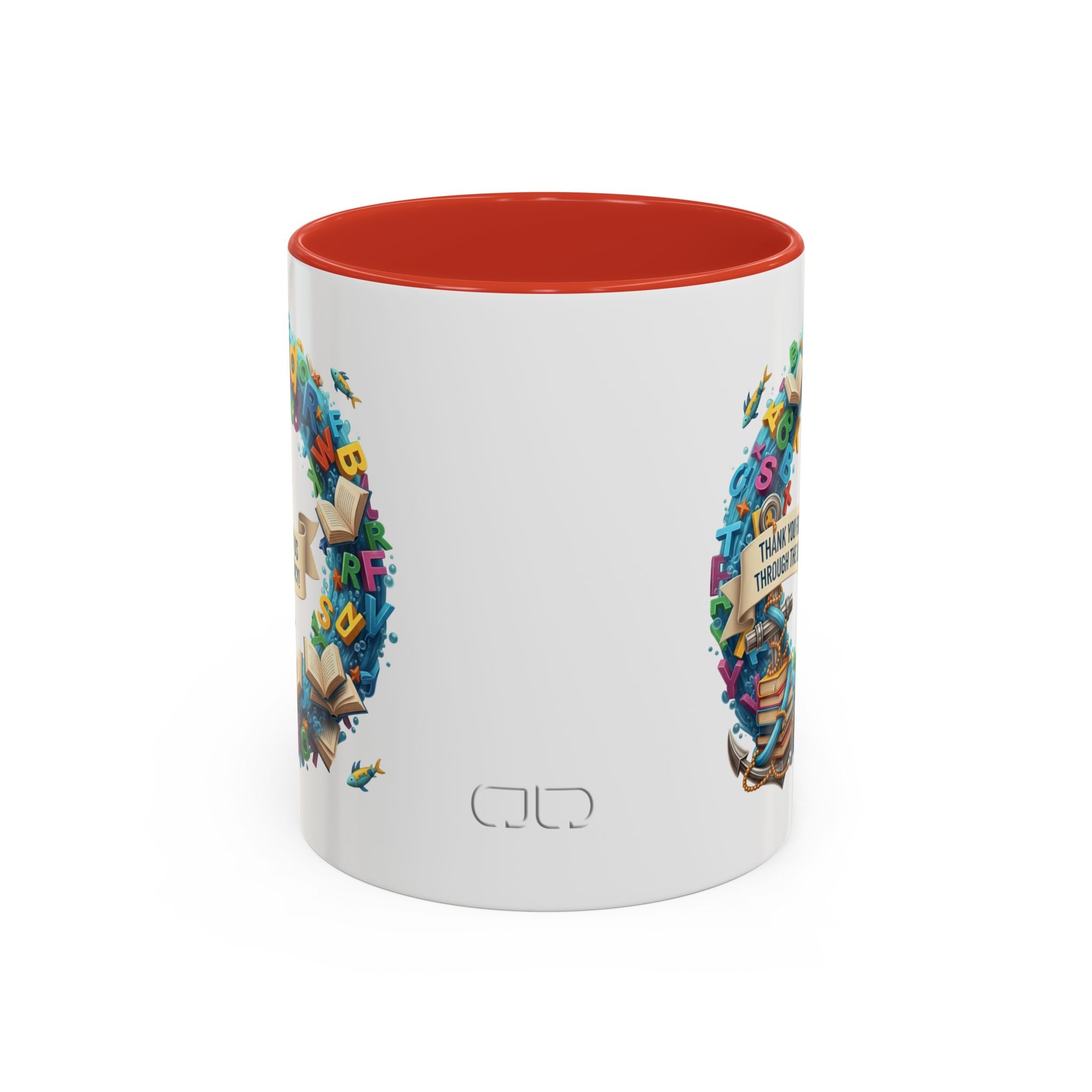 Sea of Literacy Colorful Book Lover's Accent Coffee Mug | Perfect for Home, Office, or Gift | Reading, Study, Library Decor, Teacher Appreciation