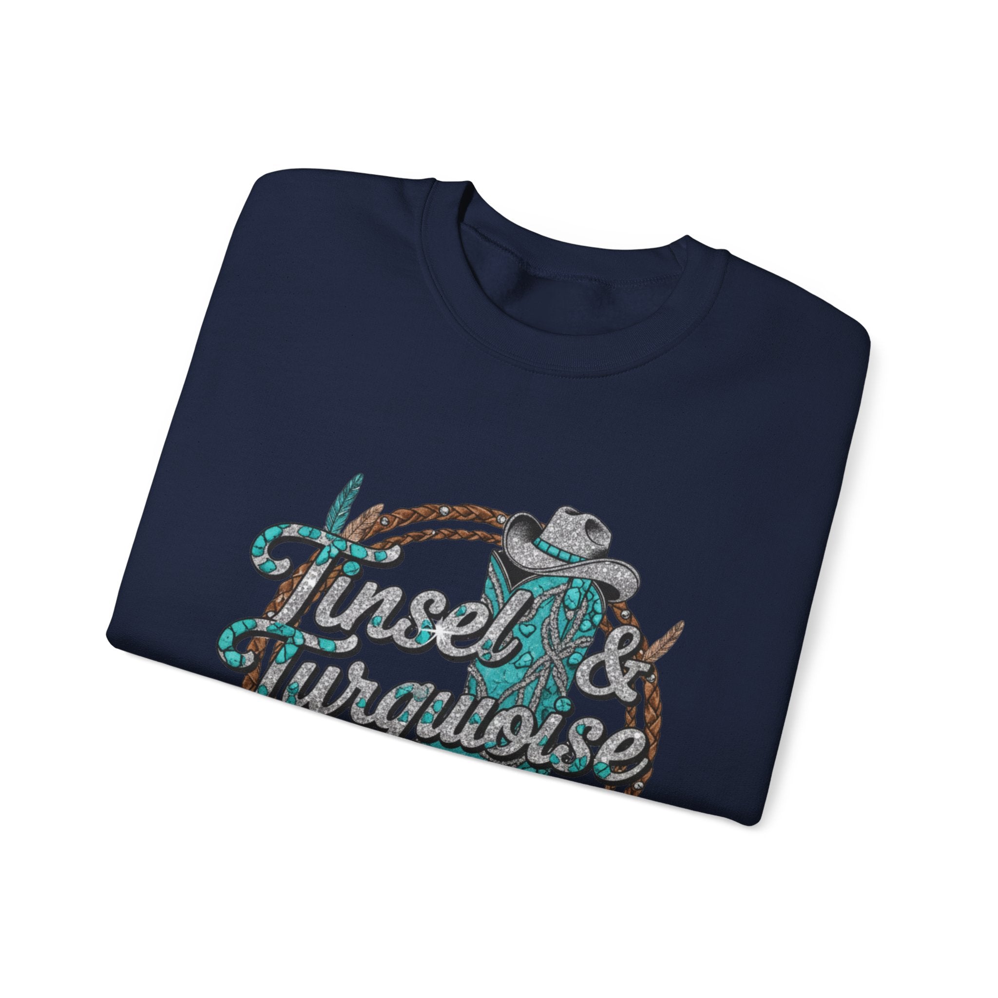 Tinsel & Turquoise Sweatshirt — Western Christmas Crewneck