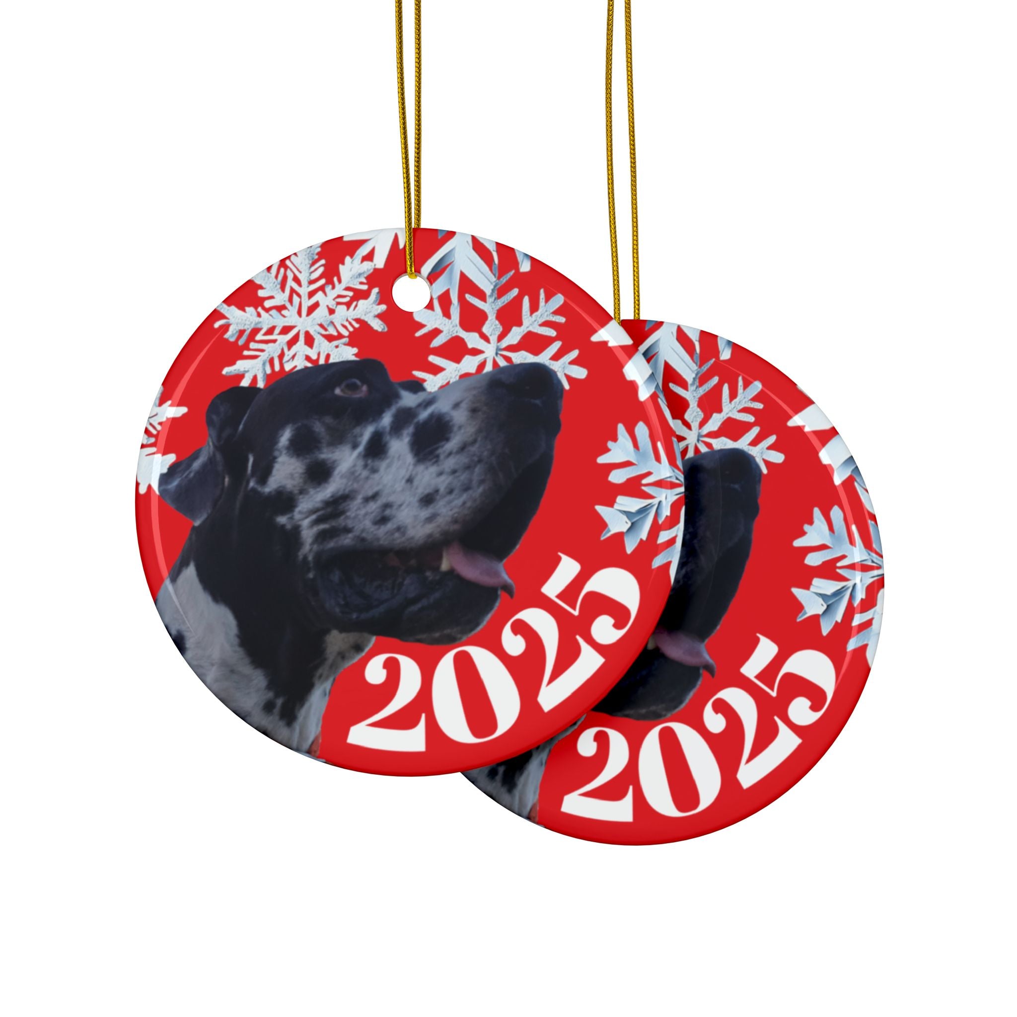 Personalized 2025 Dog Christmas Ceramic Ornaments | , Unique Holiday Gift, Pet Lover Keepsake, Customizable Holiday Ornament