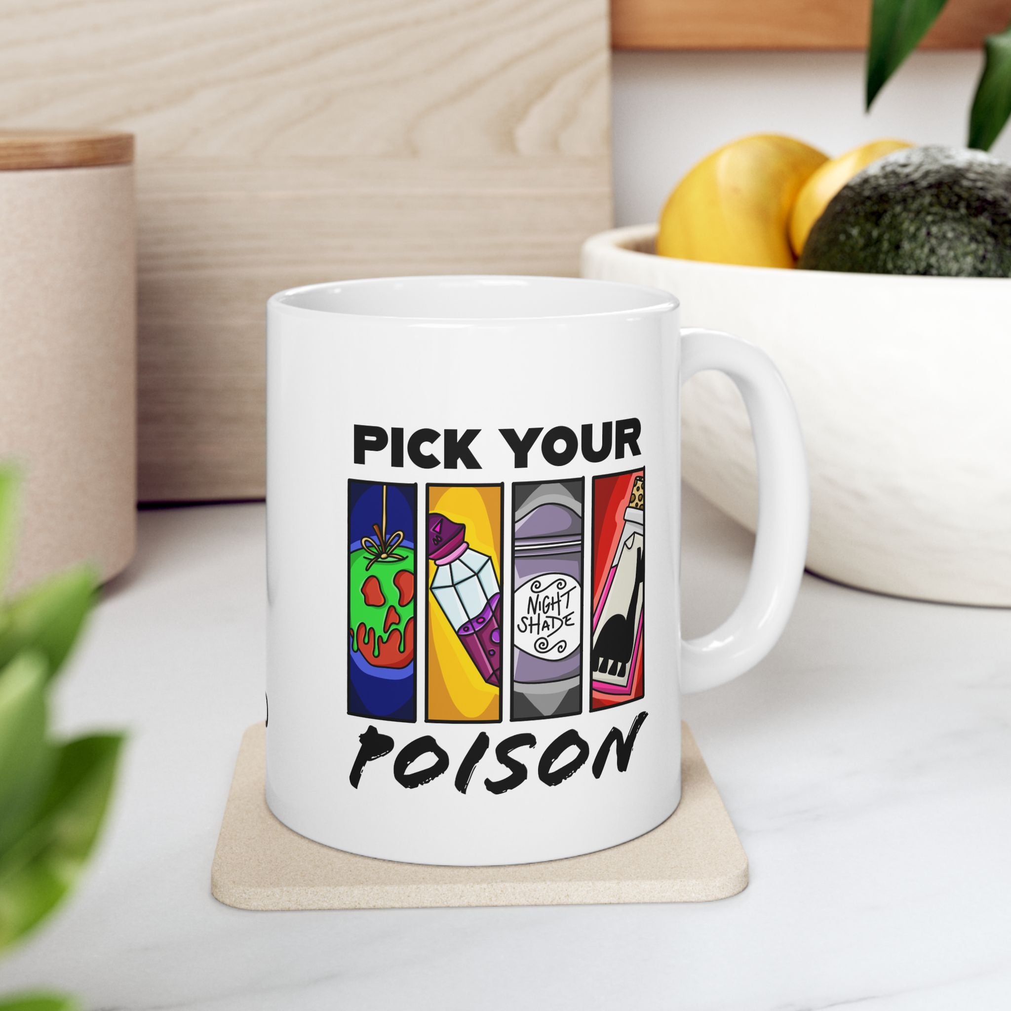 Pick Your Poison, Fun Gift for Coffee Lovers, Unique Birthday Present, Quirky Kitchen Decor, Humorous Gift Idea